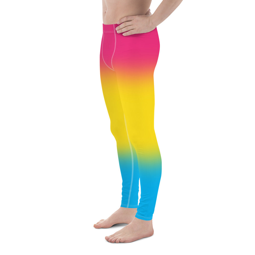 Pansexual Pan Pride Men's Leggings Yoga Pants - Ombre all-over-print-mens-leggings-white-left-64cae9113b68f