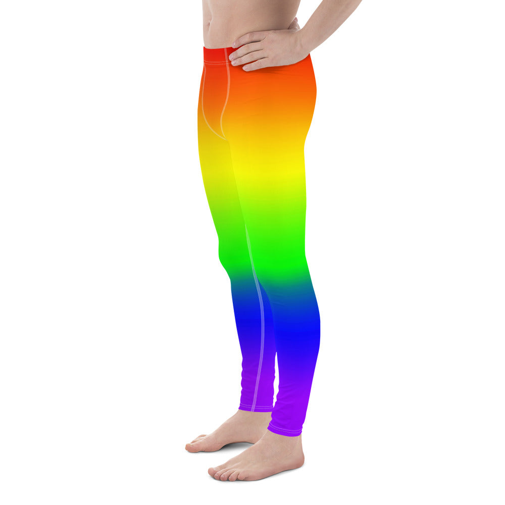 LGBTQ Pride Men's Leggings Yoga Pants - Ombre all-over-print-mens-leggings-white-left-64caeba655fa8