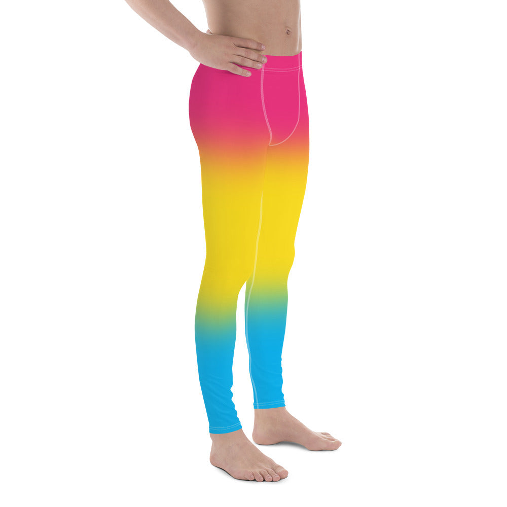 Pansexual Pan Pride Men's Leggings Yoga Pants - Ombre all-over-print-mens-leggings-white-right-64cae9113b733