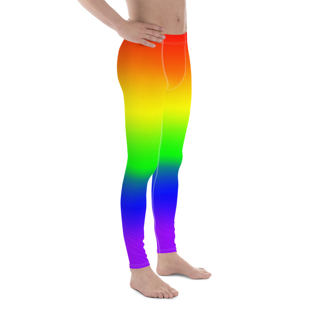 LGBTQ Pride Men's Leggings Yoga Pants - Ombre all-over-print-mens-leggings-white-right-64caeba656003