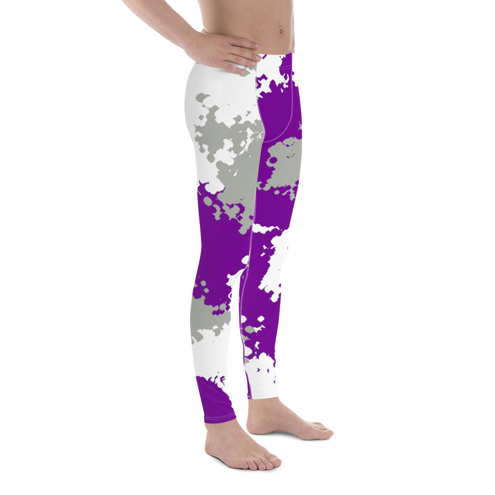 Greysexual Pride Men's Leggings Yoga Pants - Camo all-over-print-mens-leggings-white-right-64cc3c01a3b3a