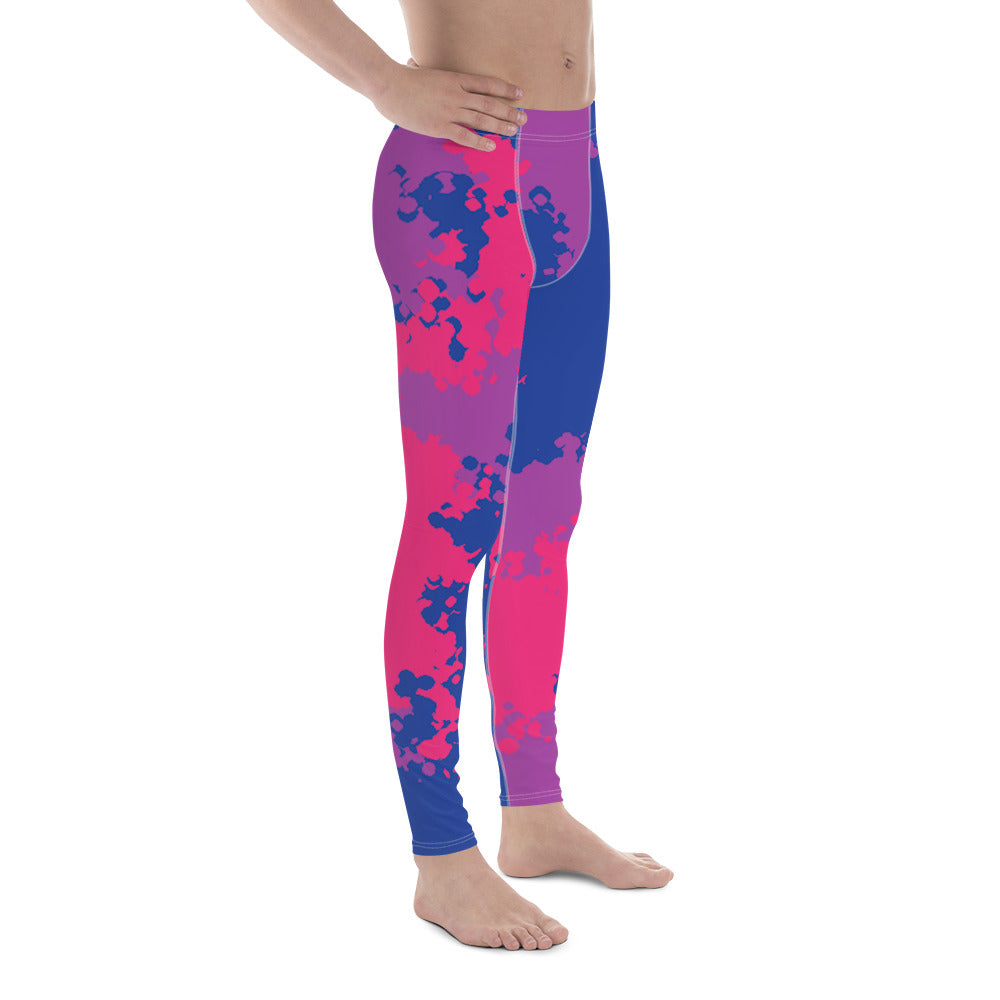 Bisexual Bi Pride Men's Leggings in Camo all-over-print-mens-leggings-white-right-64cc43a7772dc