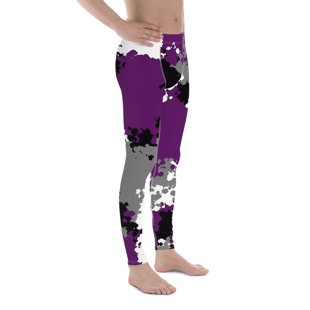 Asexual Ace Pride Men's Leggings Yoga Pants in Camo all-over-print-mens-leggings-white-right-64cc46aa7a091