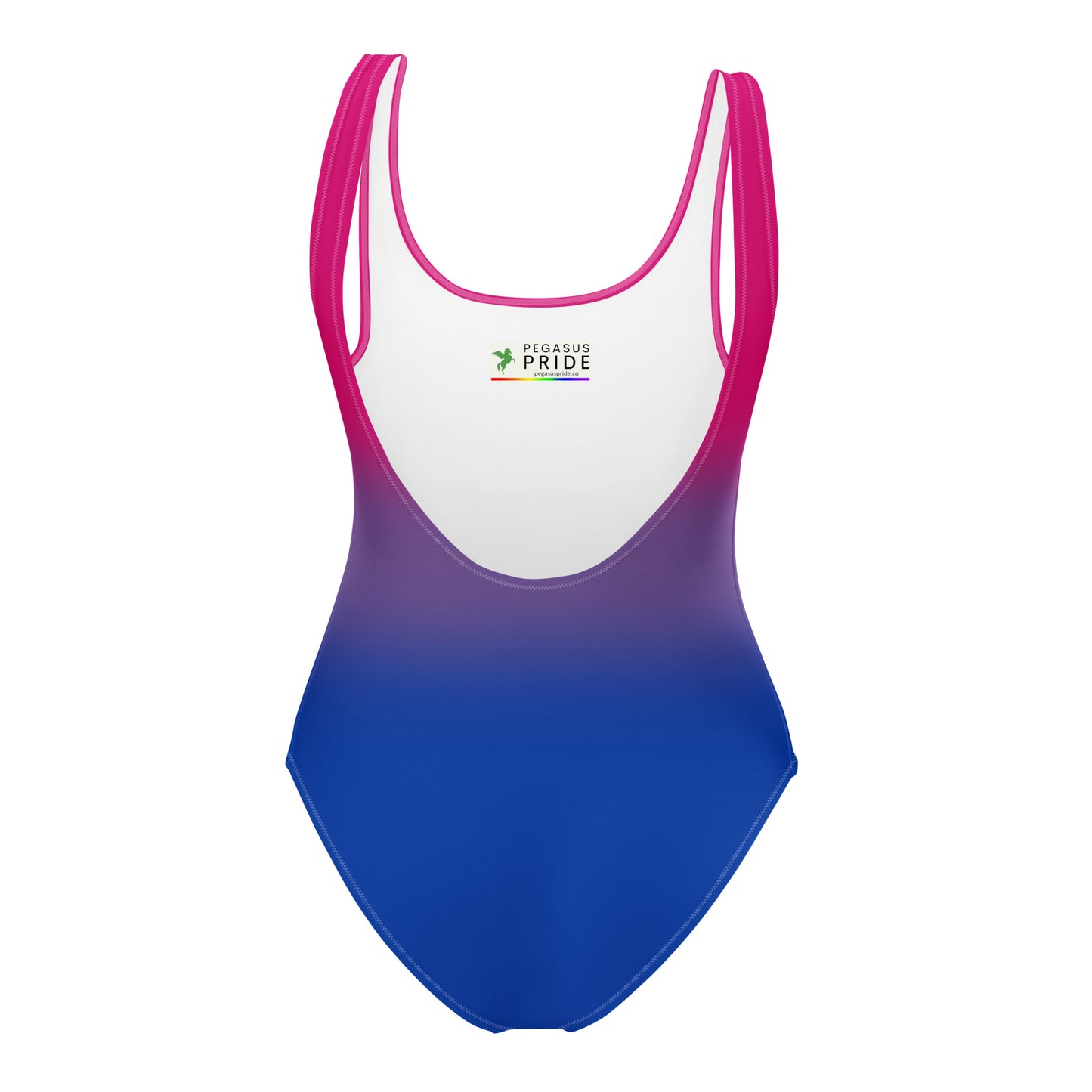 Bisexual Bi Pride One-Piece Swimsuit Bathing Suit in Ombre all-over-print-one-piece-swimsuit-white-back-65ccd8f272e5a