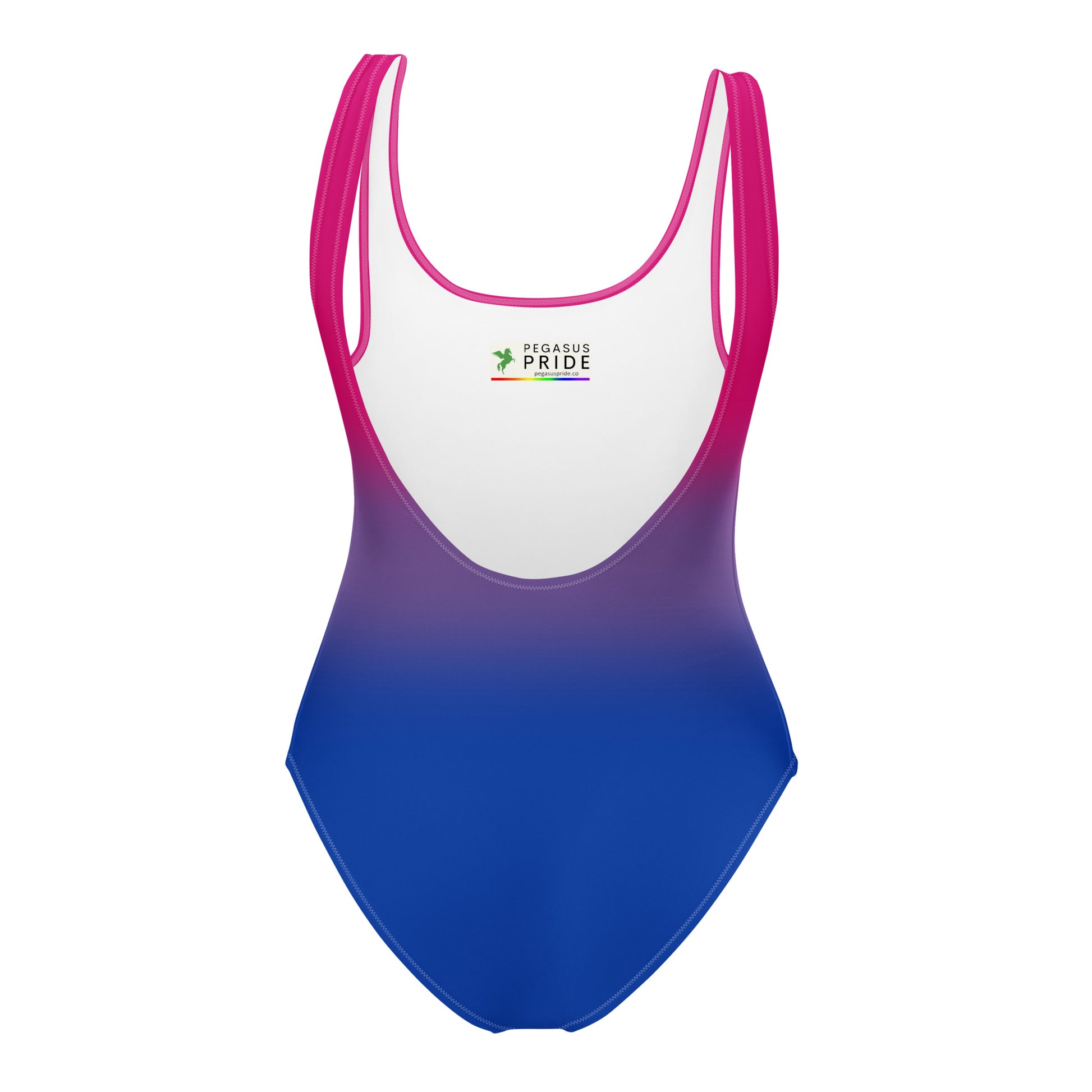 Bisexual Bi Pride One-Piece Swimsuit Bathing Suit in Ombre all-over-print-one-piece-swimsuit-white-back-65ccd8f272e5a