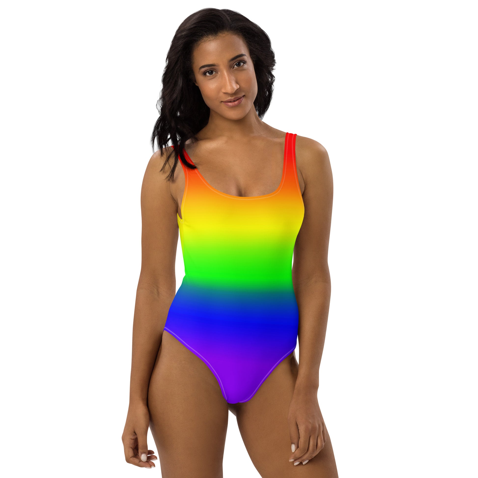 Rainbow Print Catsuit Wet Look Spandex Pride Jumpsuit Unitard