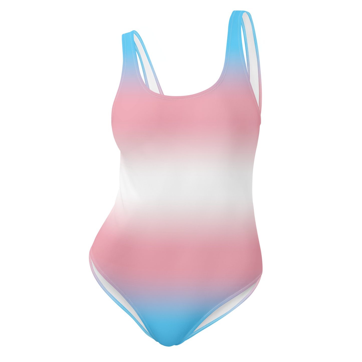 Transgender Trans Pride One-Piece Swimsuit Bathing Suit in Ombre Transgender Multi all-over-print-one-piece-swimsuit-white-front-65ccd7f224d92