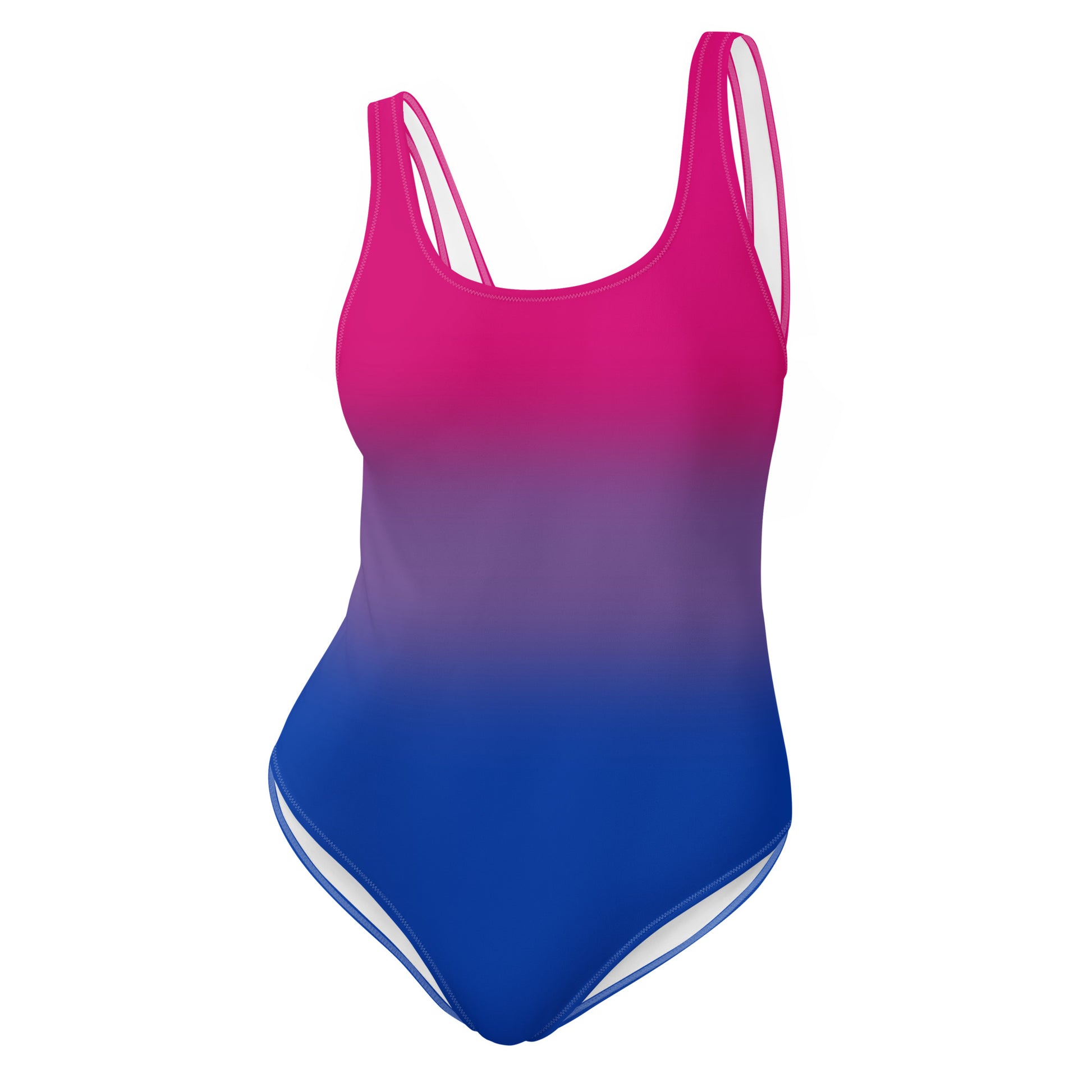 Bisexual Bi Pride One-Piece Swimsuit Bathing Suit in Ombre Bisexual Multi all-over-print-one-piece-swimsuit-white-front-65ccd8f271d9d