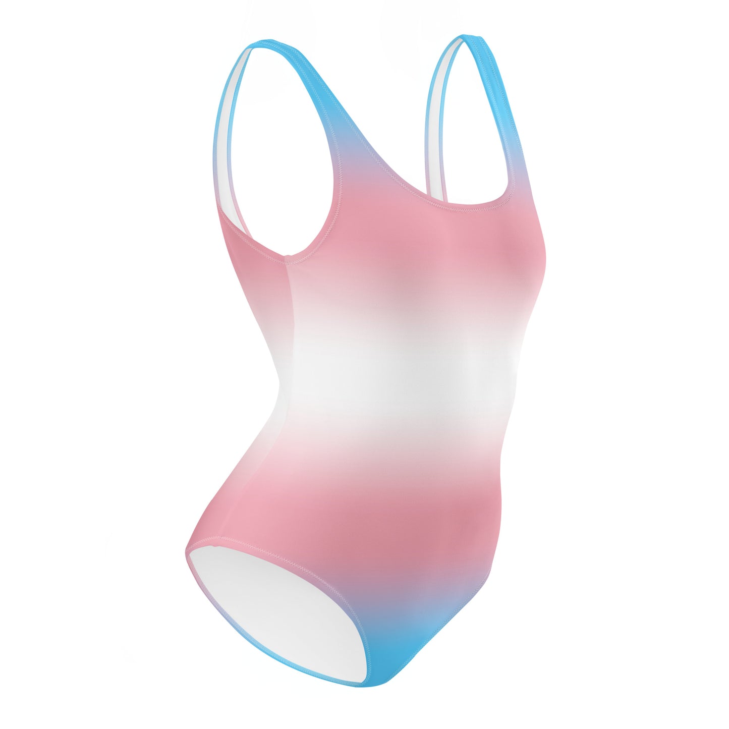 Transgender Trans Pride One-Piece Swimsuit Bathing Suit in Ombre all-over-print-one-piece-swimsuit-white-right-65ccd7f22640d