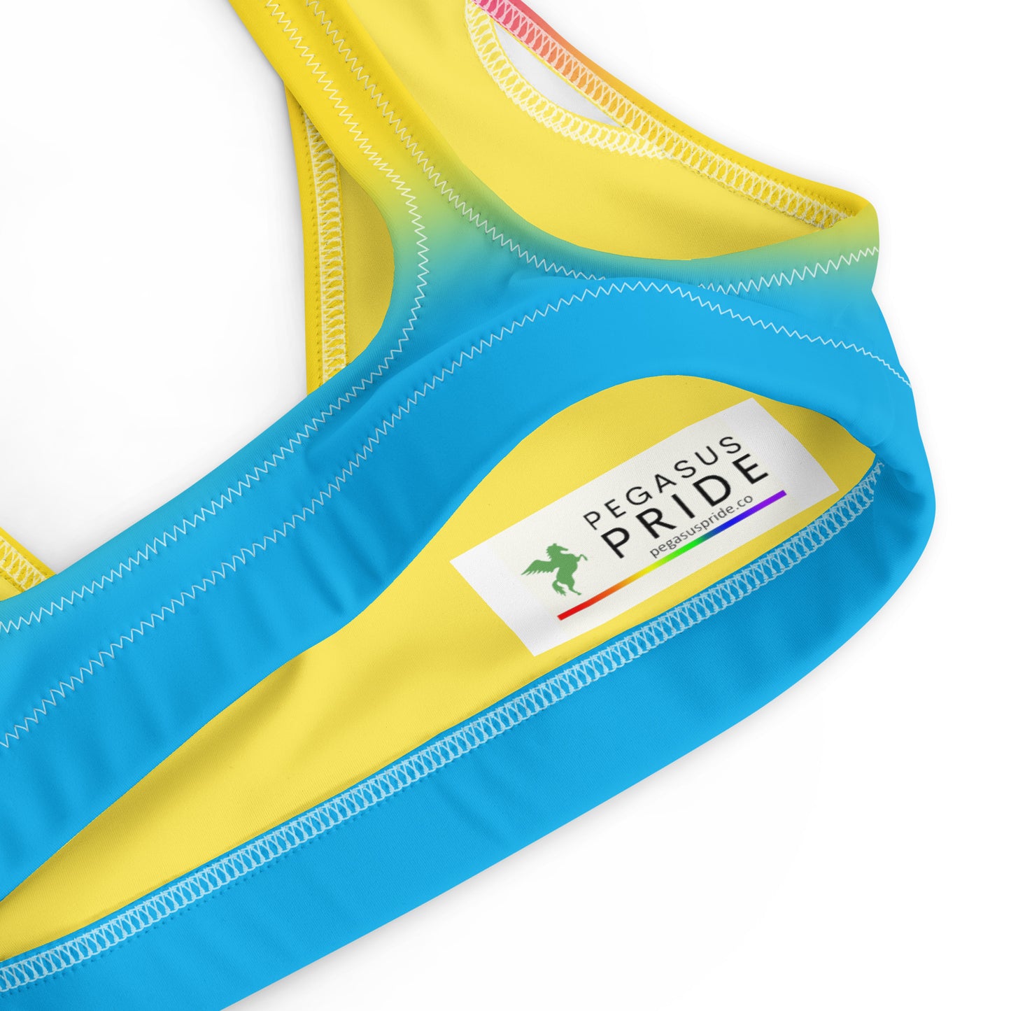 Pansexual Pan Pride Recycled Padded Bikini Top Sports Bra - Ombre all-over-print-recycled-padded-bikini-top-white-product-details-648a638141286