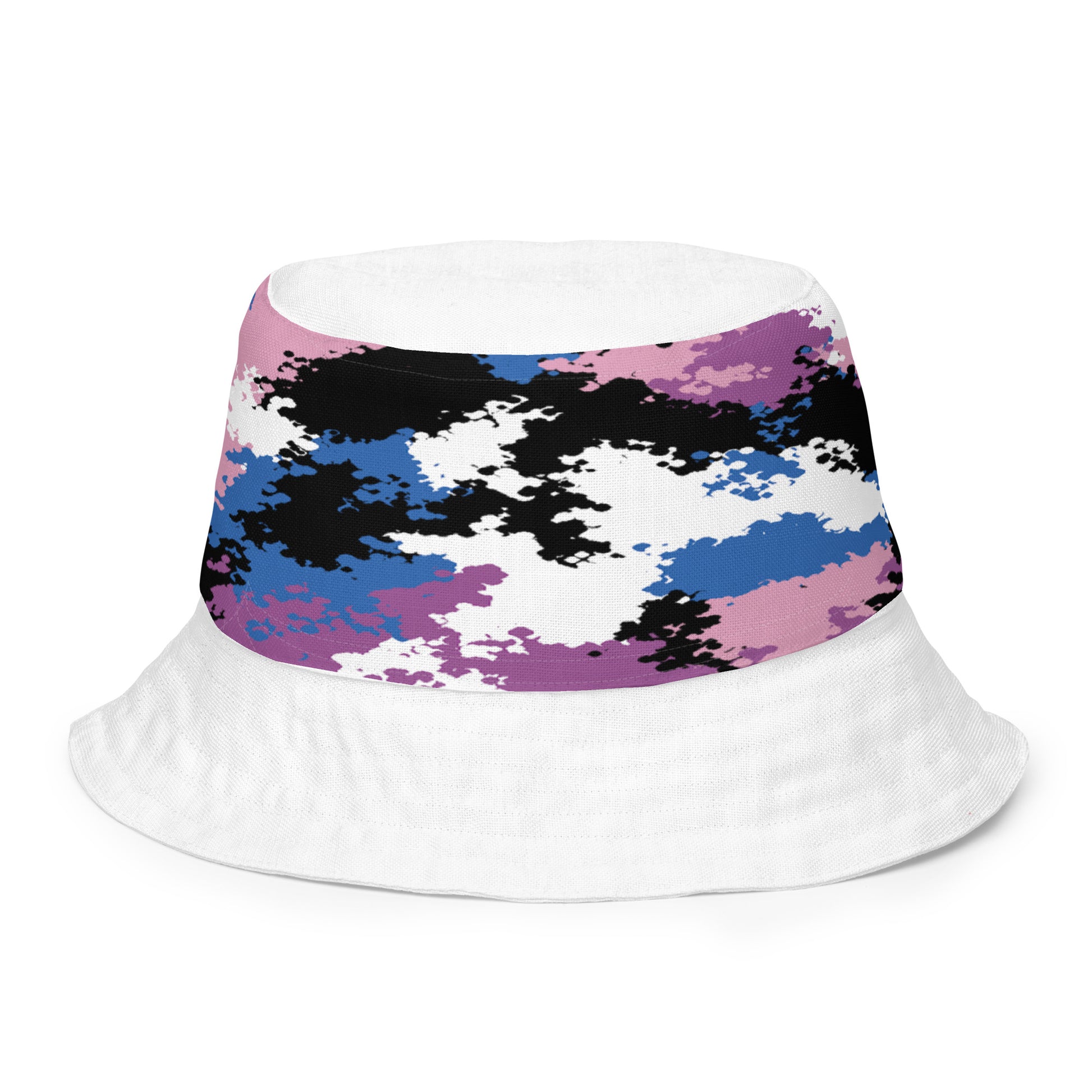 Genderfluid Pride Reversible Bucket Hat - Camo all-over-print-reversible-bucket-hat-white-front-inside-64c7029edf116