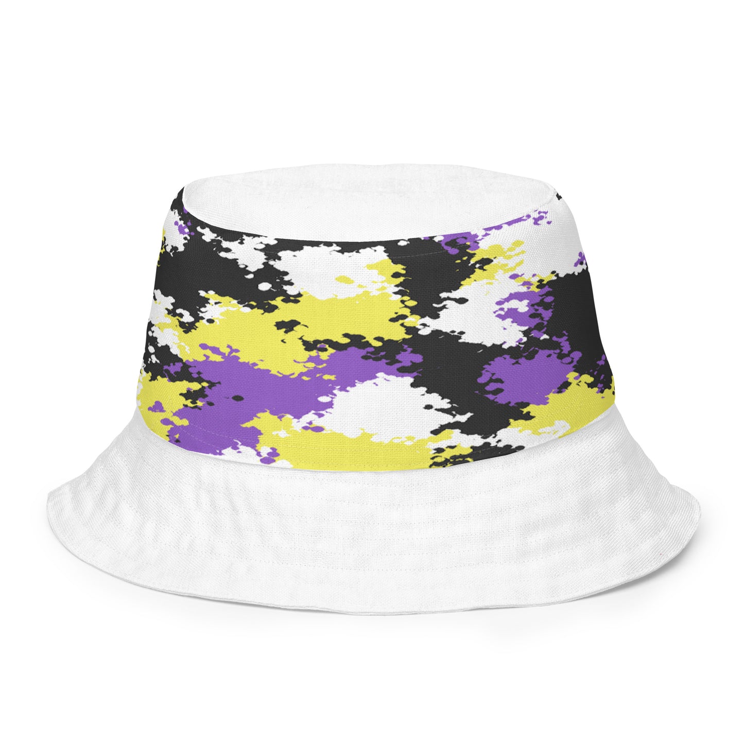 Nonbinary Enby Pride Reversible Bucket Hat in Camouflage all-over-print-reversible-bucket-hat-white-front-inside-64c704ec85406