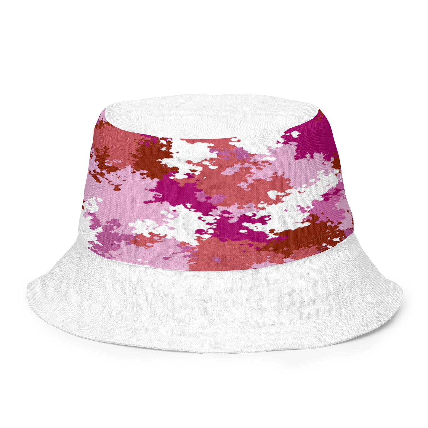 Lesbian Pride Reversible Bucket Hat - Camo all-over-print-reversible-bucket-hat-white-front-inside-64c709dfd6a25