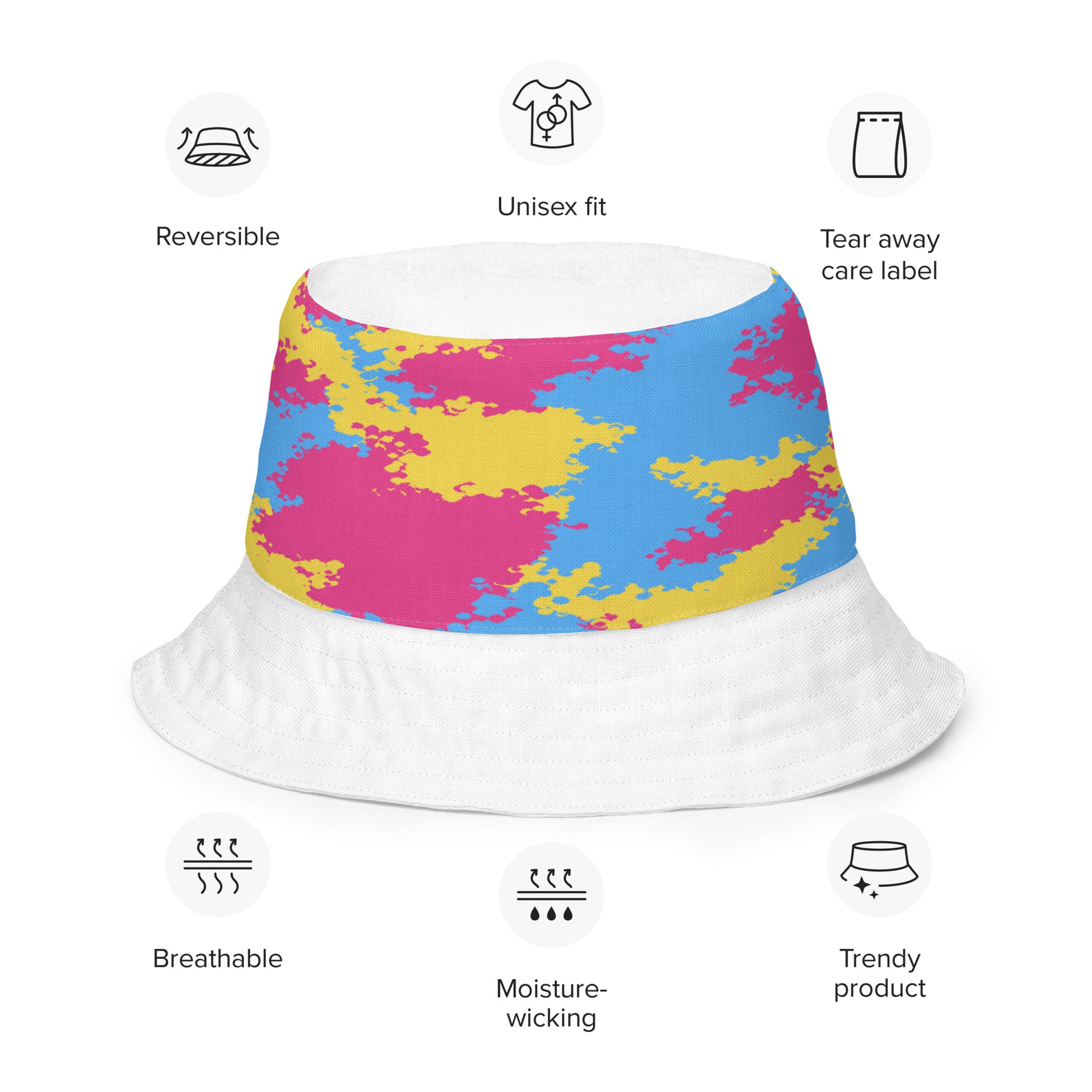 Pansexual Pan Pride Reversible Bucket Hat - Camouflage all-over-print-reversible-bucket-hat-white-front-inside-64c70ee8d24dc