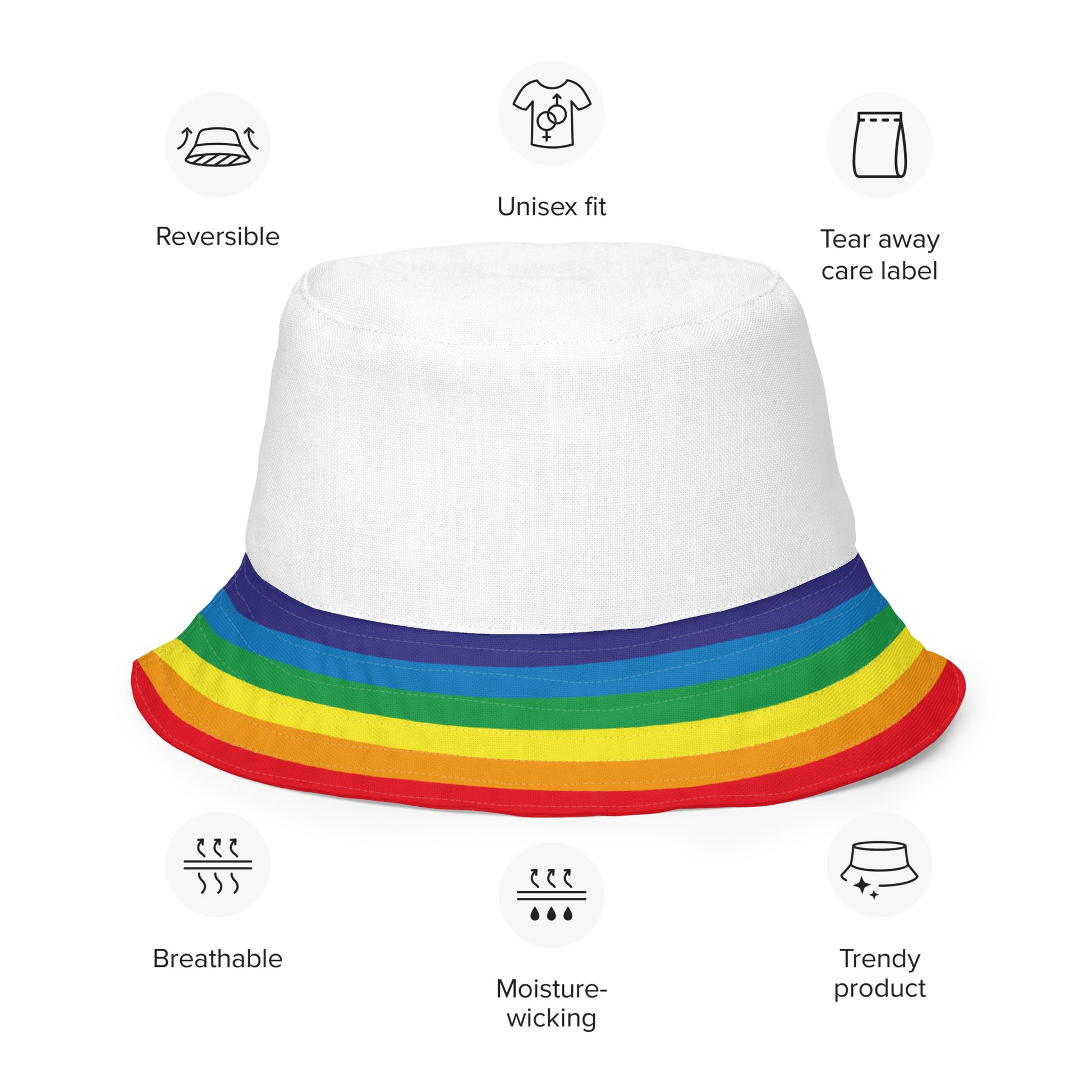 LGBTQ Pride Reversible Bucket Hat - Black White all-over-print-reversible-bucket-hat-white-front-outside-648f554a79f90