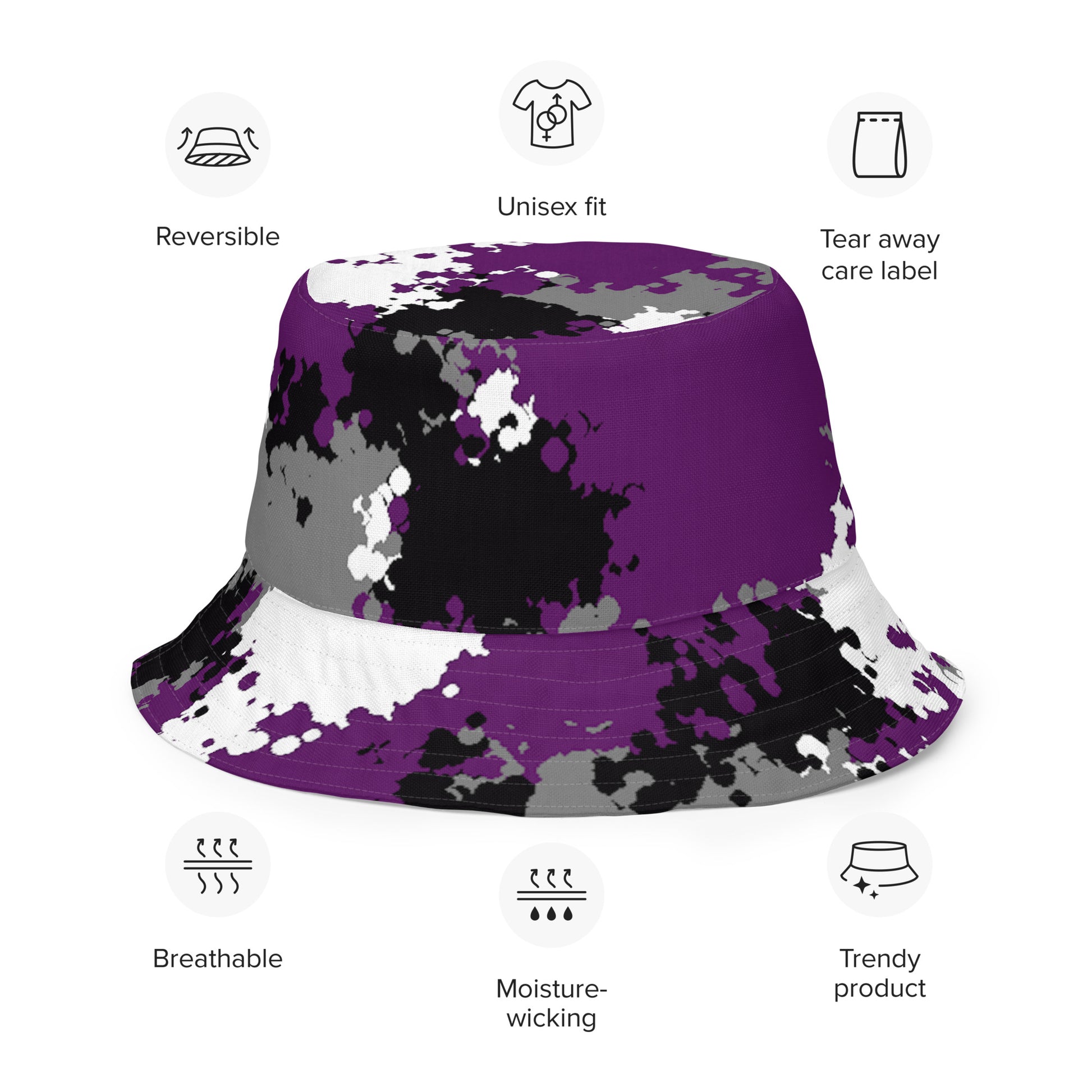 Asexual Ace Pride Reversible Bucket Hat in Camo all-over-print-reversible-bucket-hat-white-front-outside-64c704736d3b7