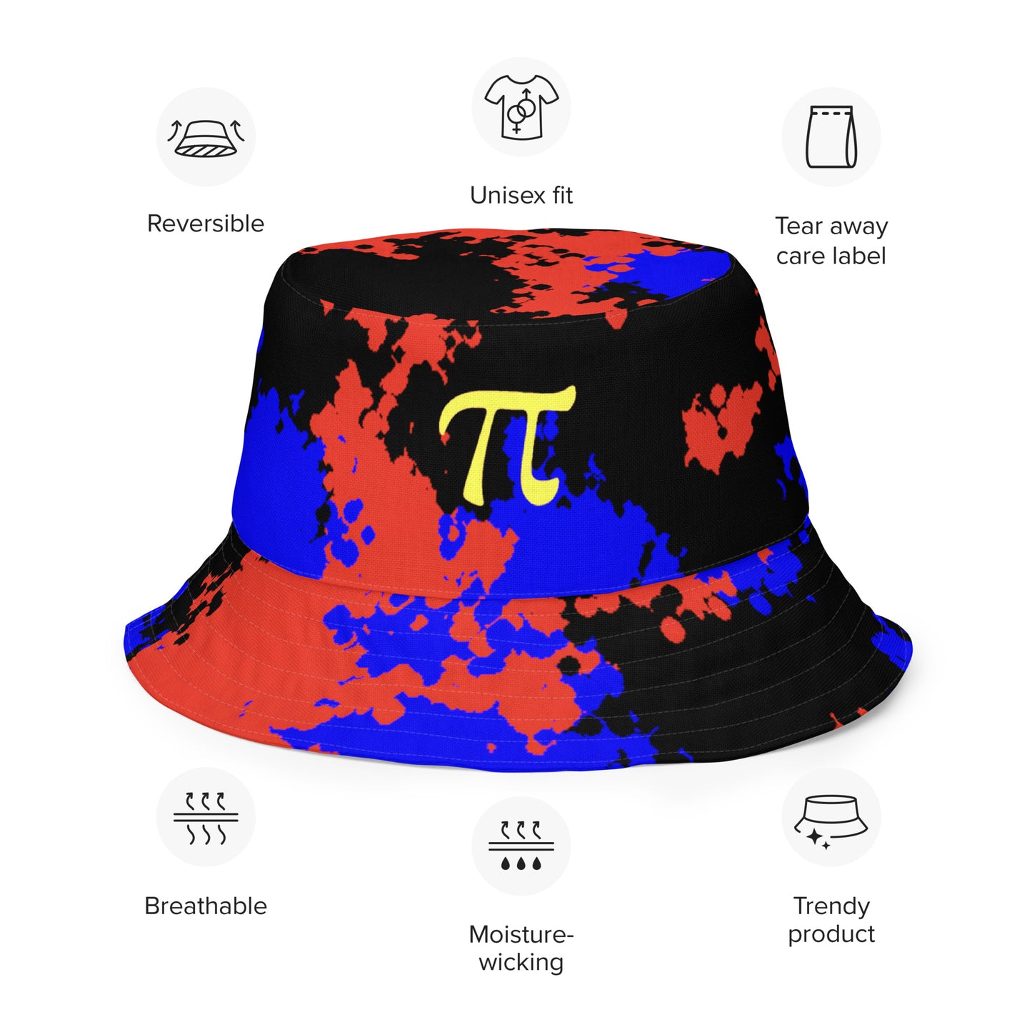 Polyamorous Polyamory Pride Reversible Bucket Hat - Camouflage all-over-print-reversible-bucket-hat-white-front-outside-64c7055bcef04