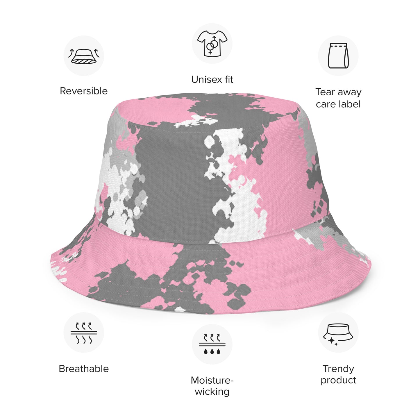 Demigirl Pride Reversible Bucket Hat - Camo all-over-print-reversible-bucket-hat-white-front-outside-64c705acb2afa