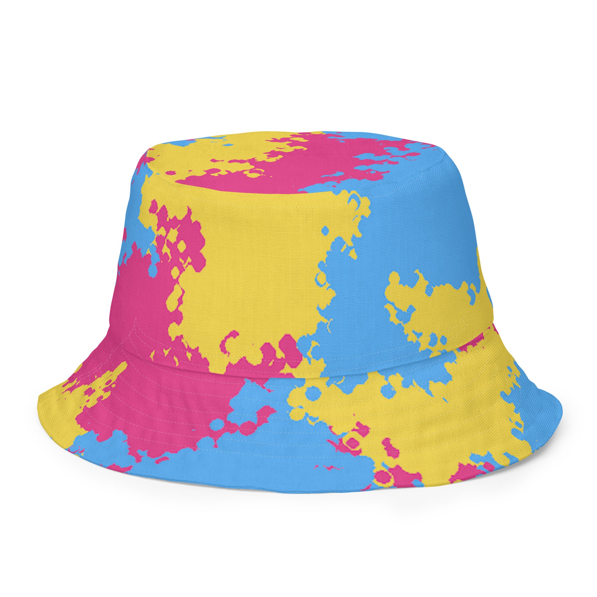 Pansexual Pan Pride Reversible Bucket Hat - Camouflage Pansexual all-over-print-reversible-bucket-hat-white-front-outside-64c706847c168