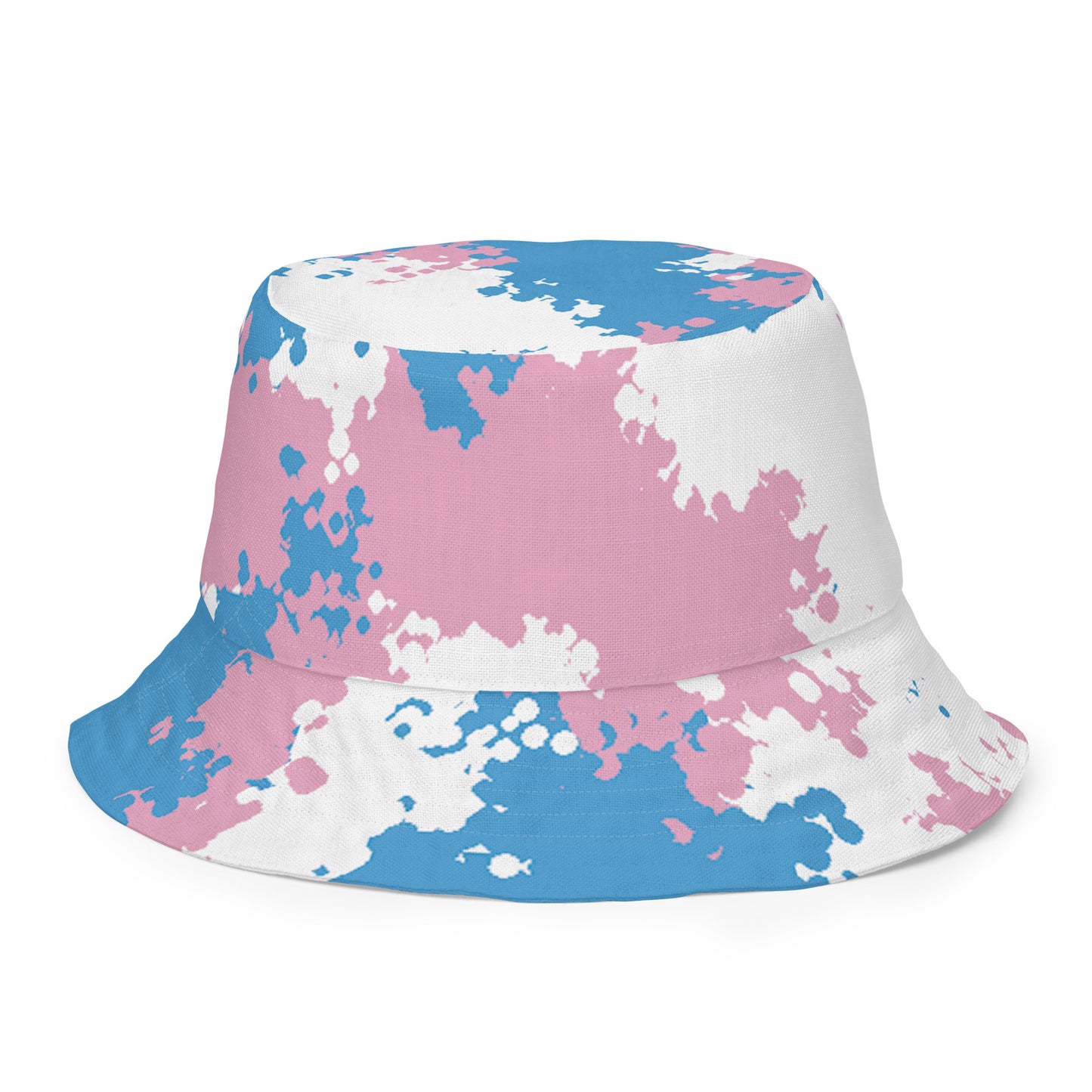 Transgender Trans Pride Reversible Bucket Hat - Camouflage Transgender all-over-print-reversible-bucket-hat-white-front-outside-64c707d97c59e