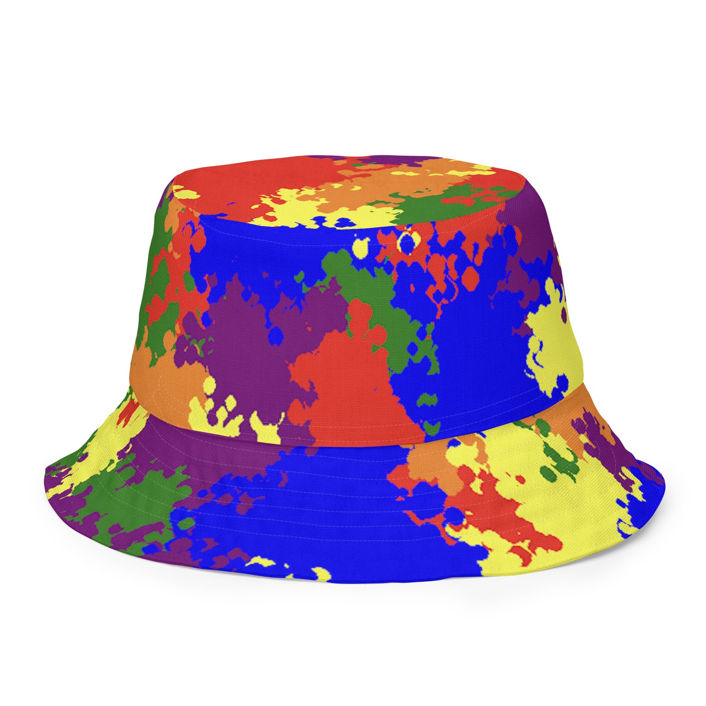 LGBTQ Pride Reversible Bucket Hat in Camouflage Pride all-over-print-reversible-bucket-hat-white-front-outside-64c708a958a0e