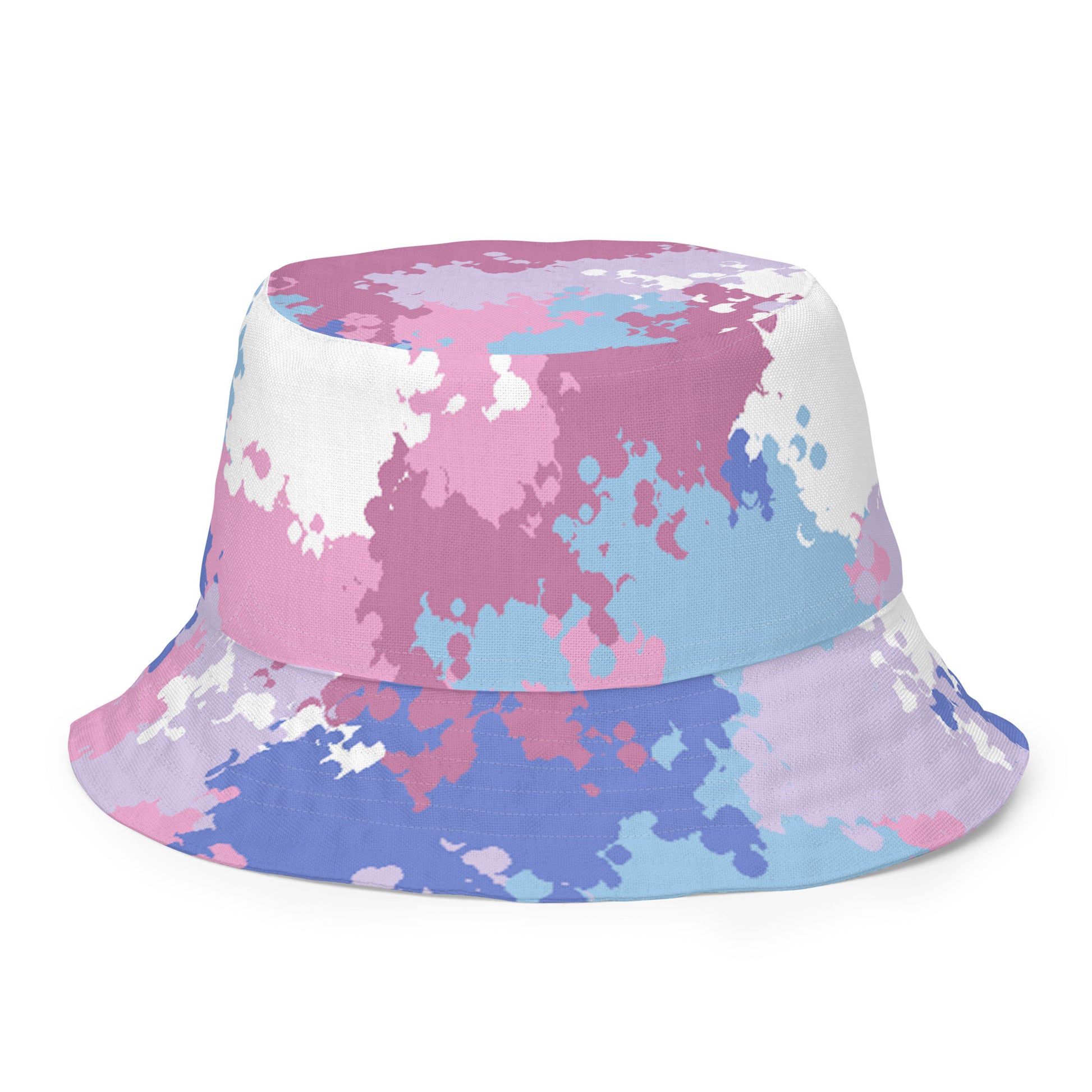 Bigender Pride Reversible Bucket Hat in Camo Bigender all-over-print-reversible-bucket-hat-white-front-outside-64c708fc4f9d7