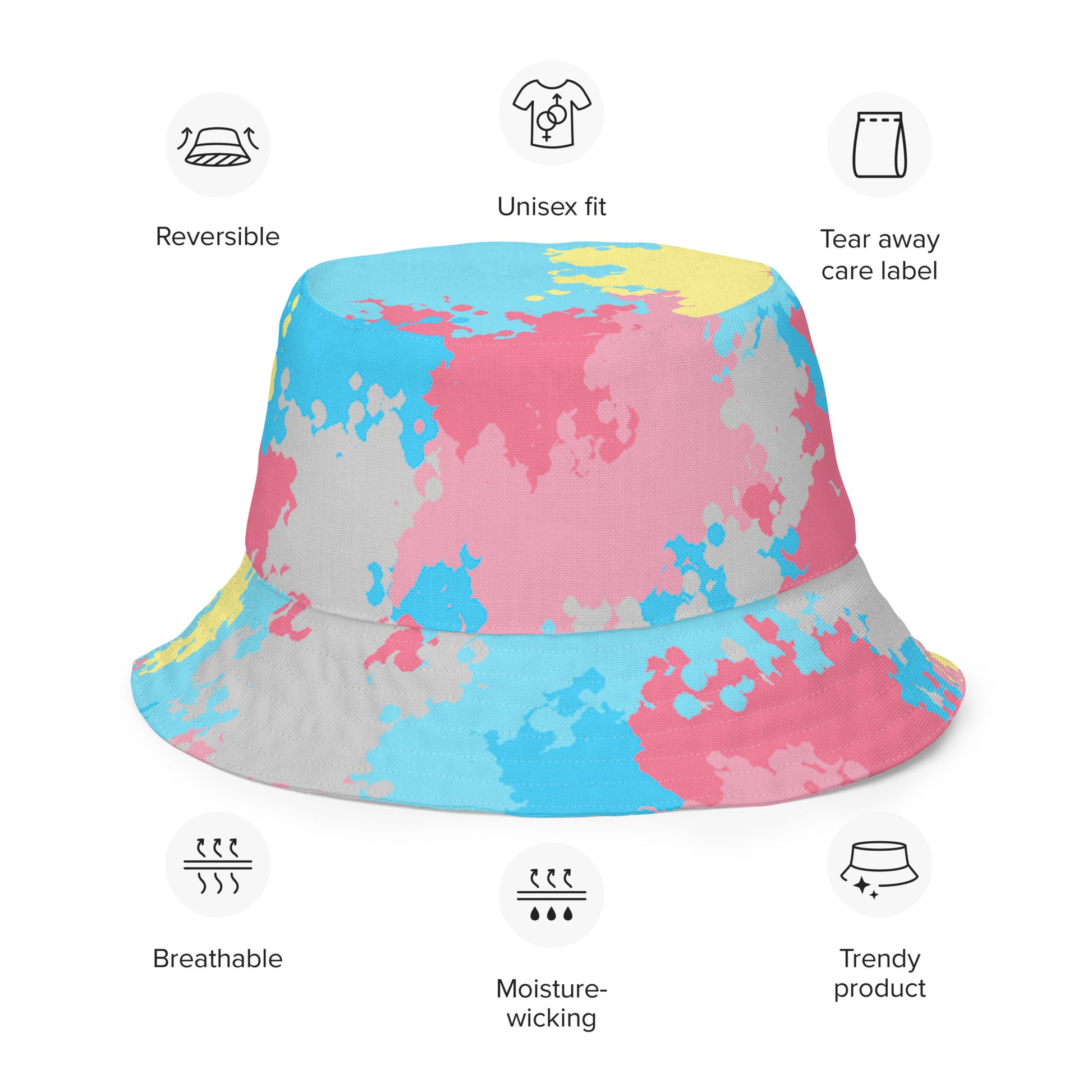 Genderflux Pride Reversible Bucket Hat - Camo all-over-print-reversible-bucket-hat-white-front-outside-64c70a633ebea