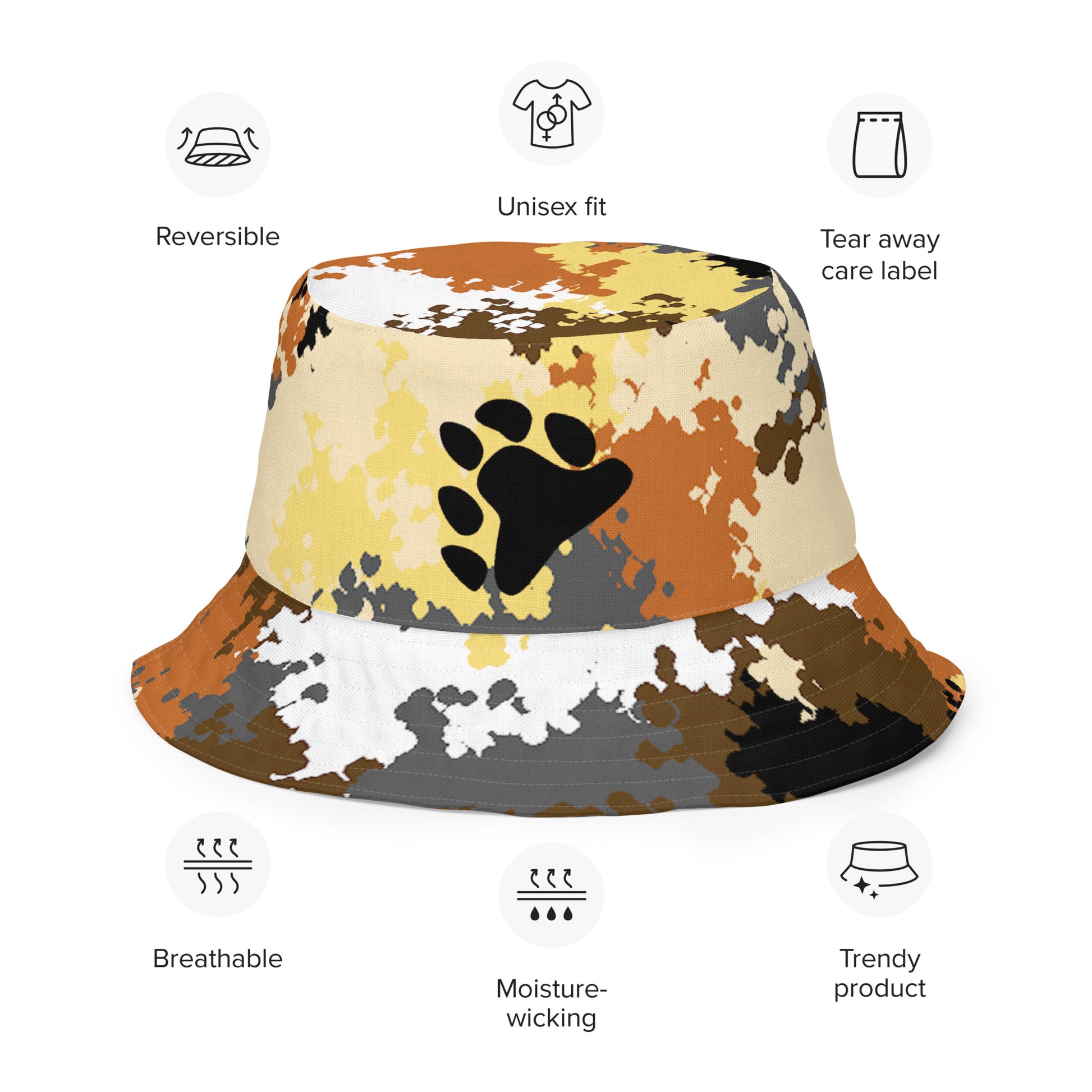 Gay Bear Pride Reversible Bucket Hat - Camo all-over-print-reversible-bucket-hat-white-front-outside-64c70d76de887