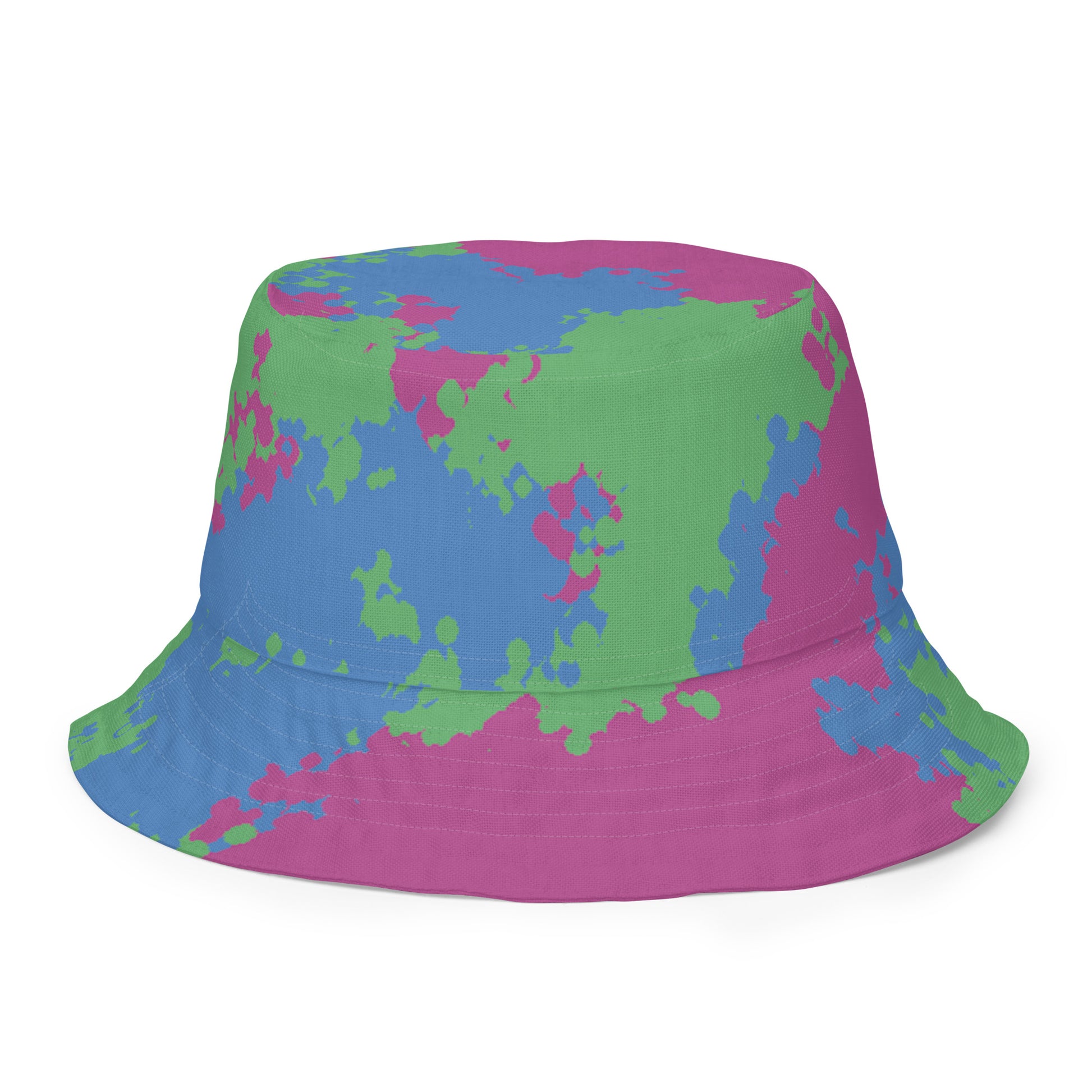 Polysexual Poly Pride Reversible Bucket Hat - Camouflage Polysexual all-over-print-reversible-bucket-hat-white-front-outside-64c70e9cbb48f