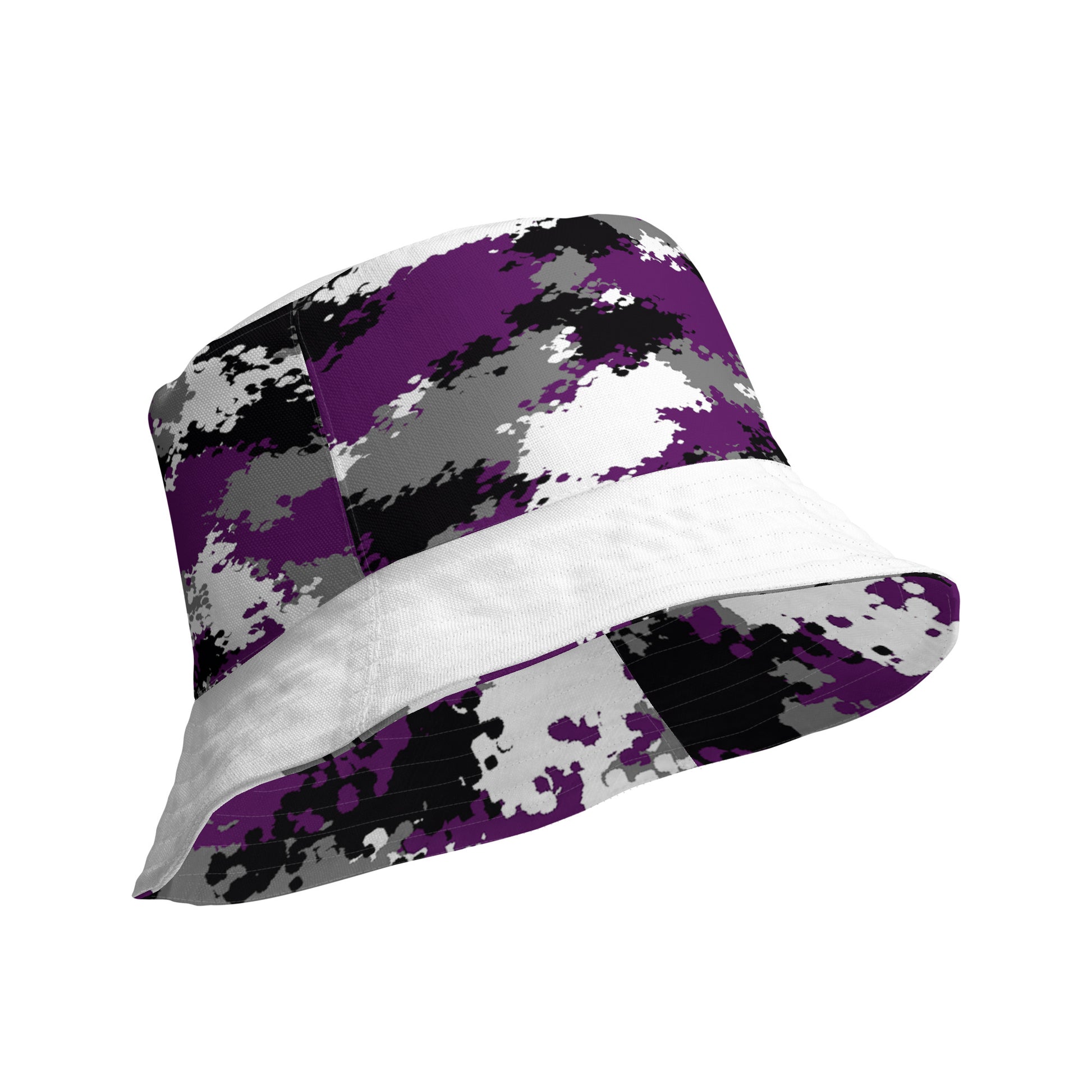 Asexual Ace Pride Reversible Bucket Hat in Camo all-over-print-reversible-bucket-hat-white-product-details-inside-64c704736d4f3