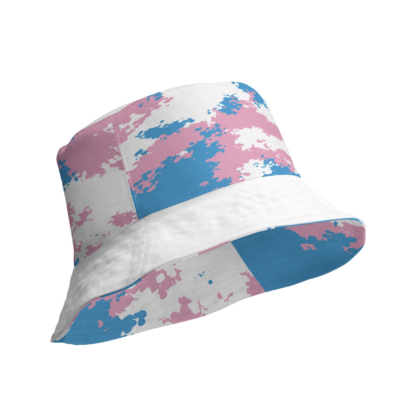 Transgender Trans Pride Reversible Bucket Hat - Camouflage all-over-print-reversible-bucket-hat-white-product-details-inside-64c707d97d646