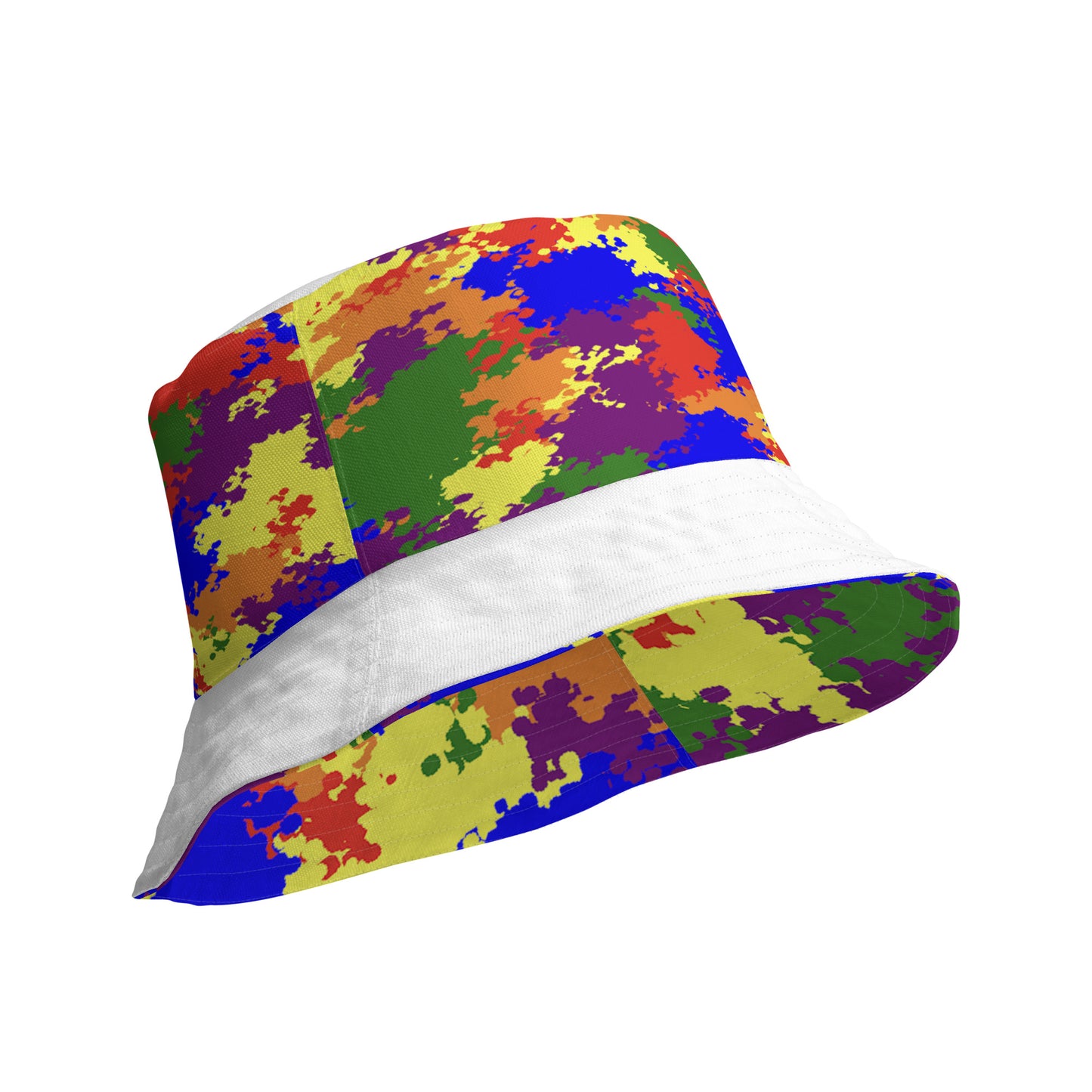 LGBTQ Pride Reversible Bucket Hat in Camouflage all-over-print-reversible-bucket-hat-white-product-details-inside-64c708a95af09