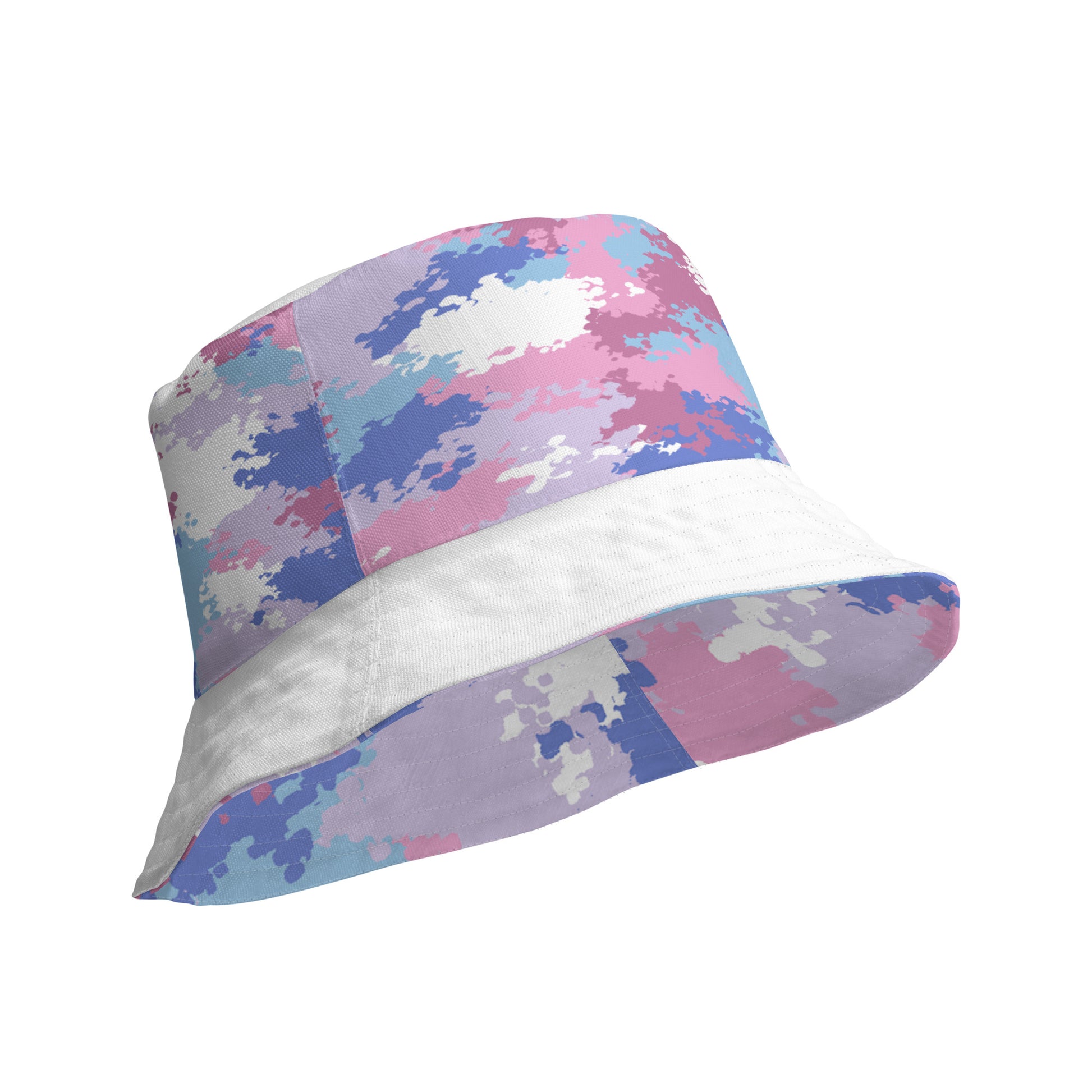 Bigender Pride Reversible Bucket Hat in Camo all-over-print-reversible-bucket-hat-white-product-details-inside-64c708fc50957