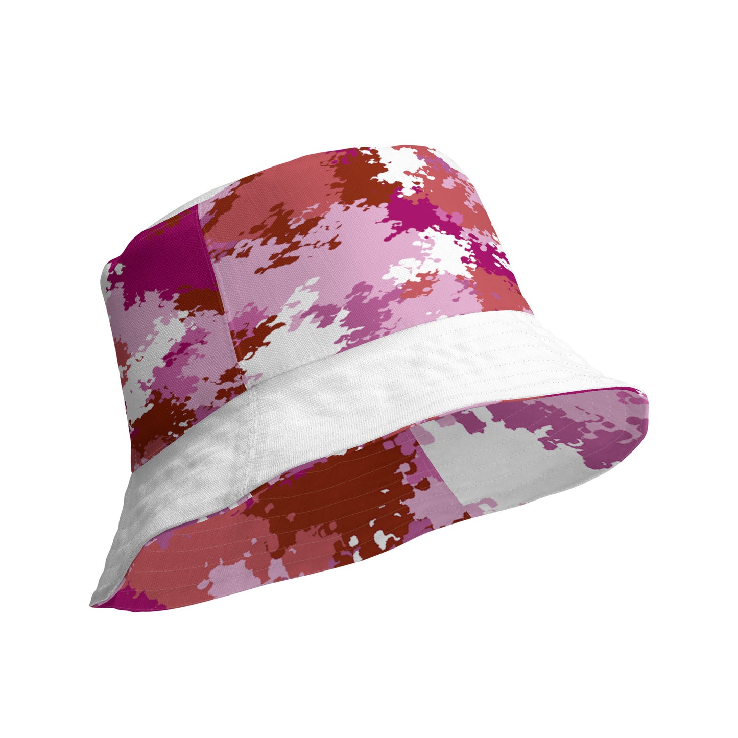 Lesbian Pride Reversible Bucket Hat - Camo all-over-print-reversible-bucket-hat-white-product-details-inside-64c709dfd6834