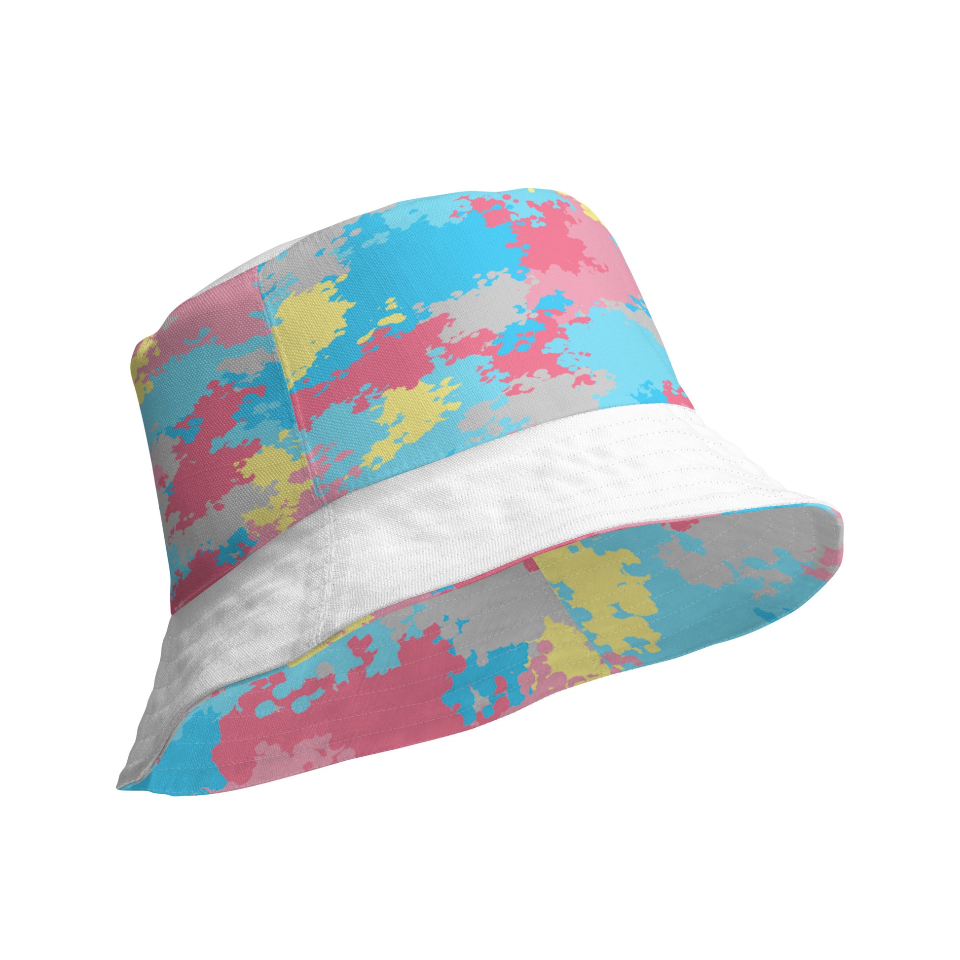 Genderflux Pride Reversible Bucket Hat - Camo all-over-print-reversible-bucket-hat-white-product-details-inside-64c70a633ecff