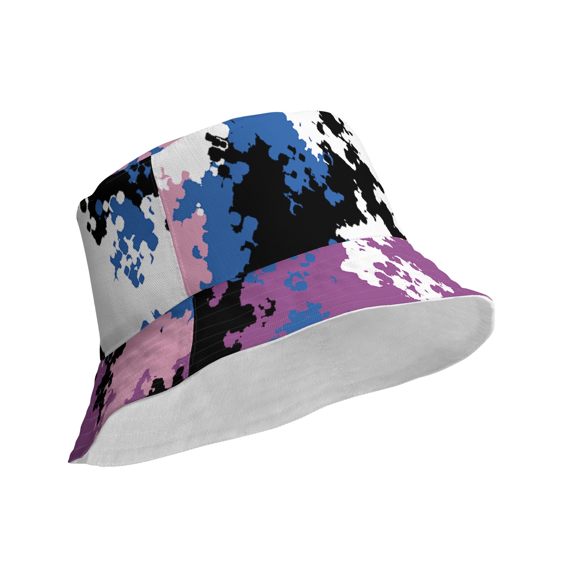 Genderfluid Pride Reversible Bucket Hat - Camo all-over-print-reversible-bucket-hat-white-product-details-outside-64c7029edef45