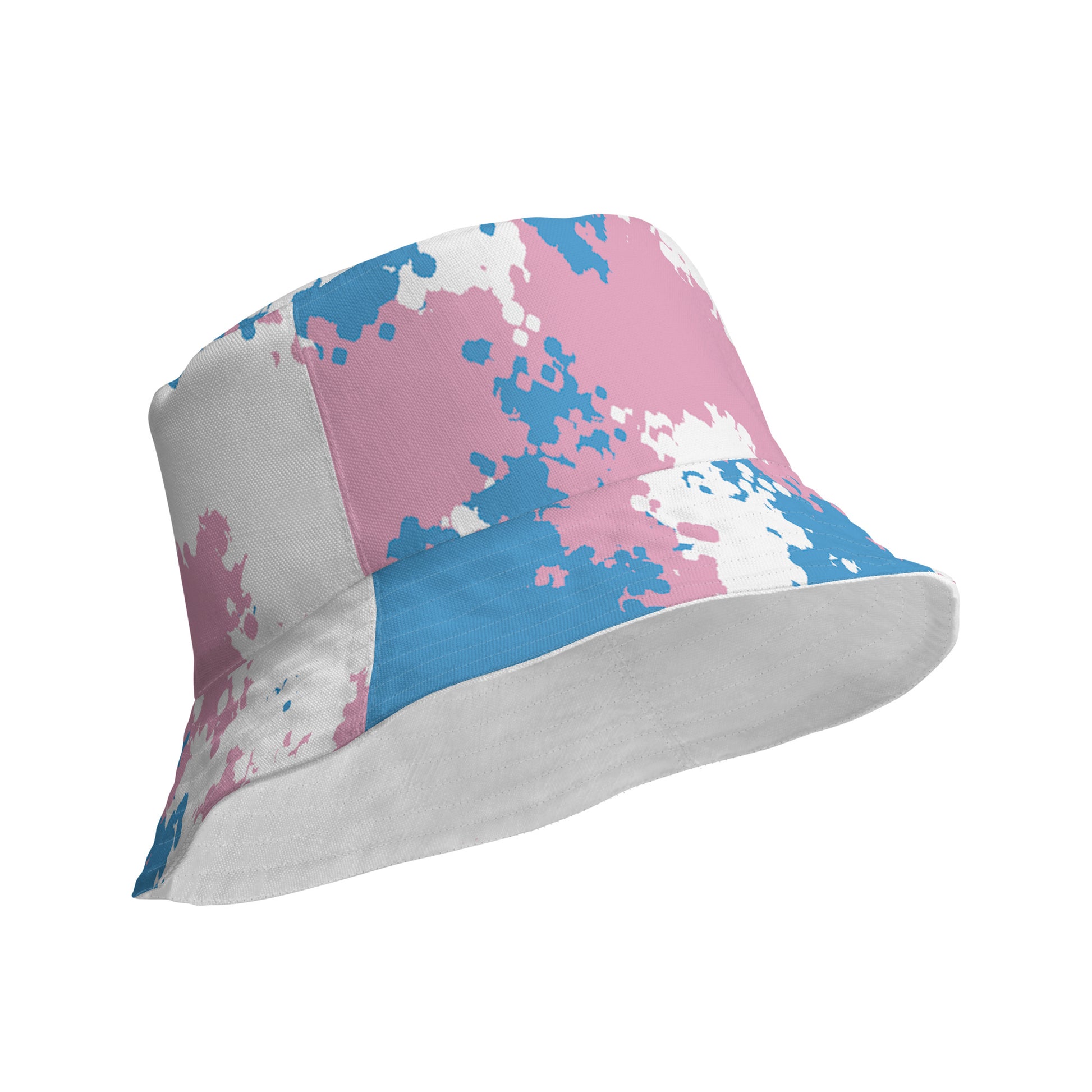 Transgender Trans Pride Reversible Bucket Hat - Camouflage all-over-print-reversible-bucket-hat-white-product-details-outside-64c707d97d566