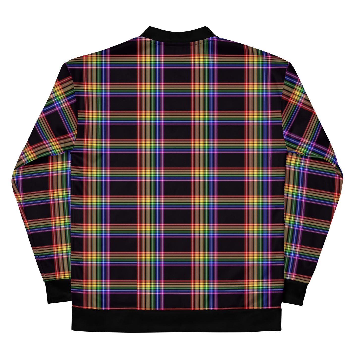 LGBTQ Pride Bomber Jacket Coat - Plaid all-over-print-unisex-bomber-jacket-white-back-6532fa8b91c3c