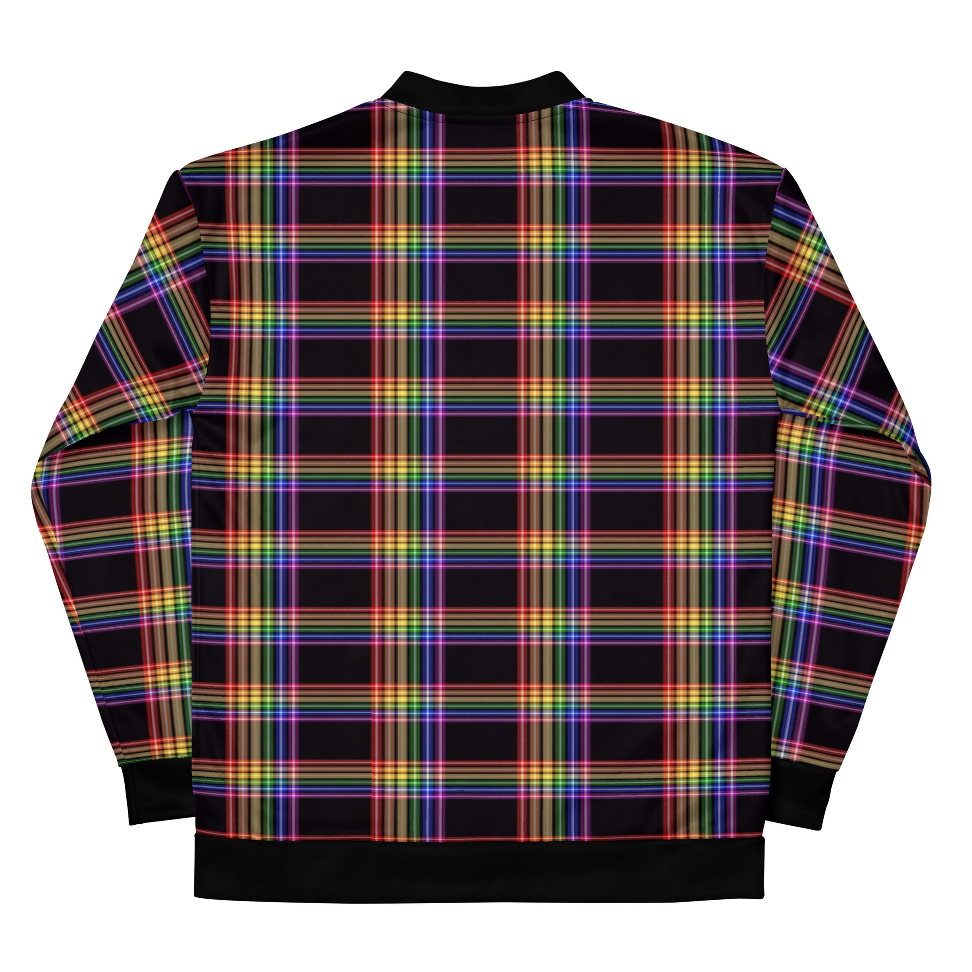 LGBTQ Pride Bomber Jacket Coat - Plaid all-over-print-unisex-bomber-jacket-white-back-6532fa8b91c3c