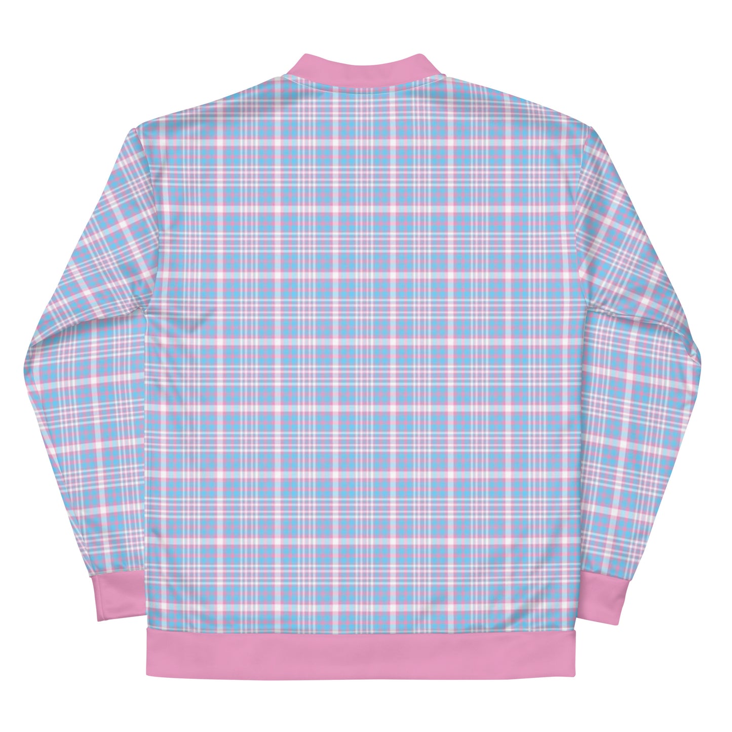 Transgender Trans Pride Bomber Jacket Coat - Plaid all-over-print-unisex-bomber-jacket-white-back-6532fe37ab046