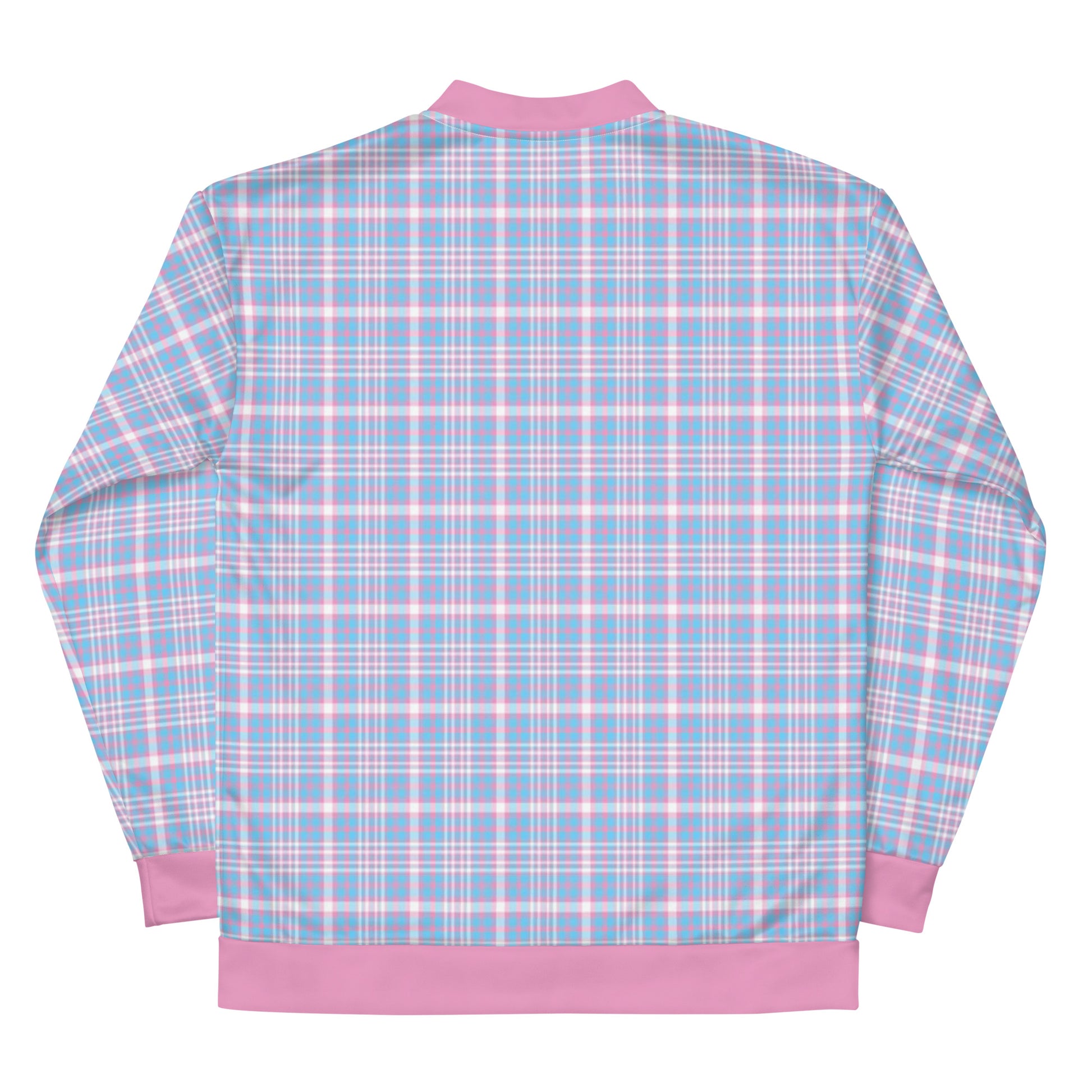 Transgender Trans Pride Bomber Jacket Coat - Plaid all-over-print-unisex-bomber-jacket-white-back-6532fe37ab046