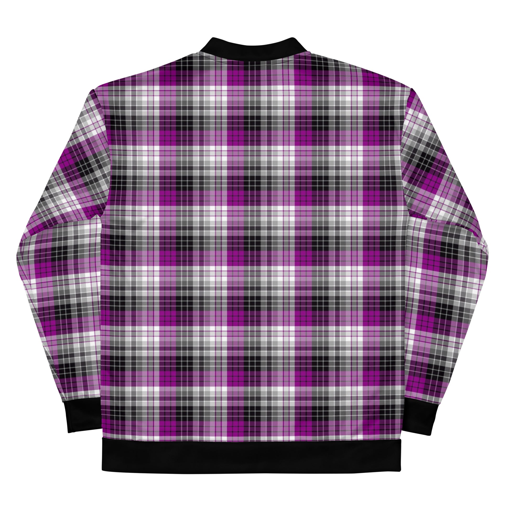 Asexual Ace Pride Bomber Jacket Coat in Plaid all-over-print-unisex-bomber-jacket-white-back-6532ffae3dbd0