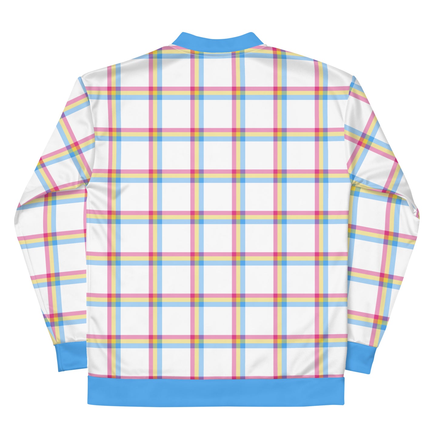 Pansexual Pan Pride Bomber Jacket Coat - Plaid all-over-print-unisex-bomber-jacket-white-back-654cf2878c390