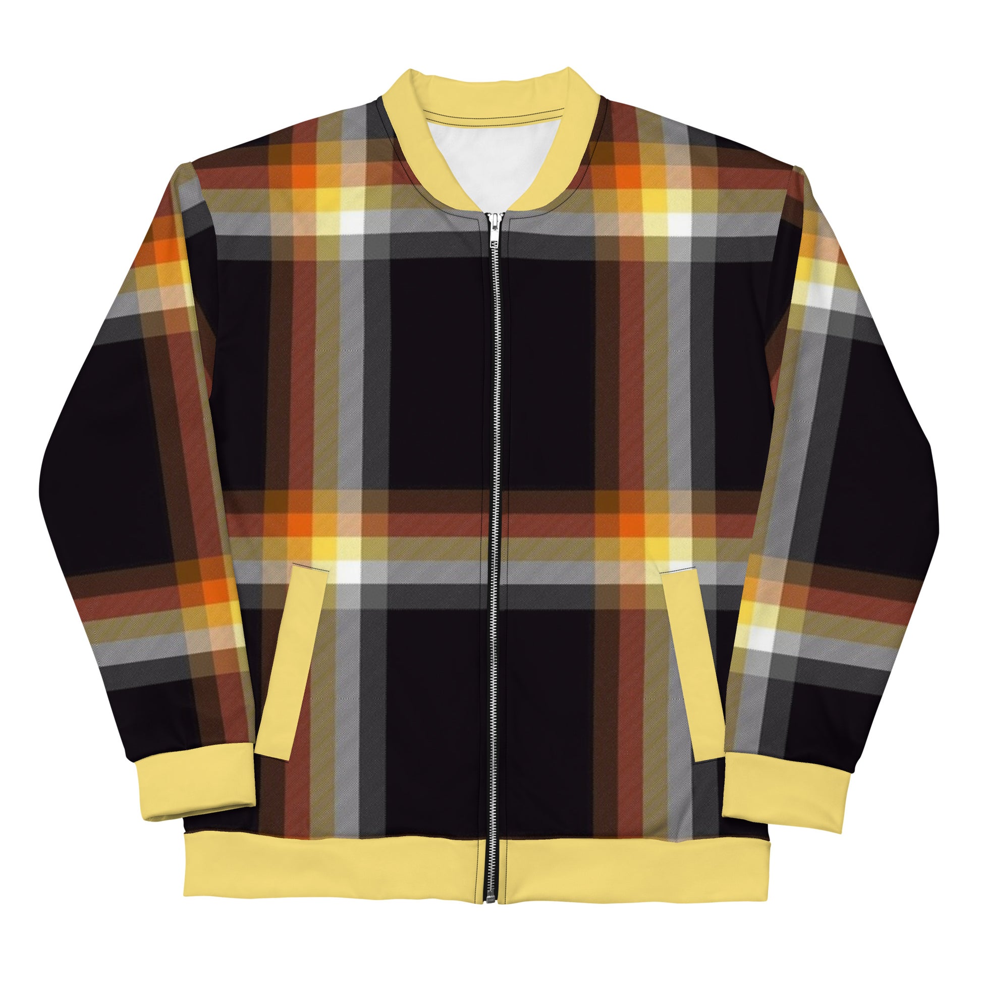 Gay Bear Pride Bomber Jacket/Coat - Plaid Gay all-over-print-unisex-bomber-jacket-white-front-6532fc77e04ff