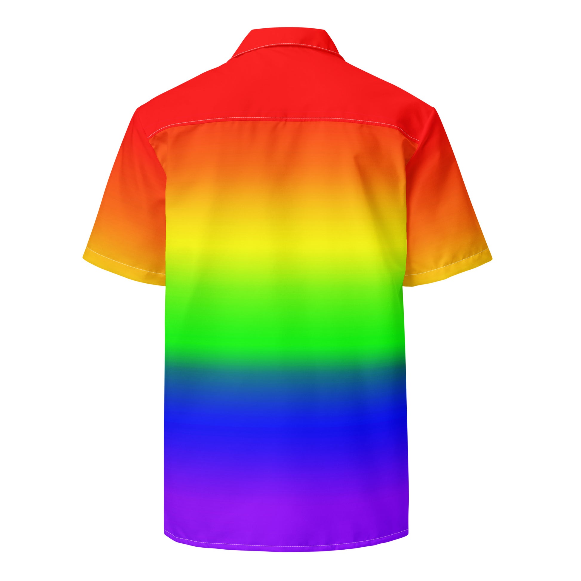 LGBTQ Pride Unisex Button-Down Shirt in Rainbow Ombre all-over-print-unisex-button-shirt-white-back-65a81d88dfc60