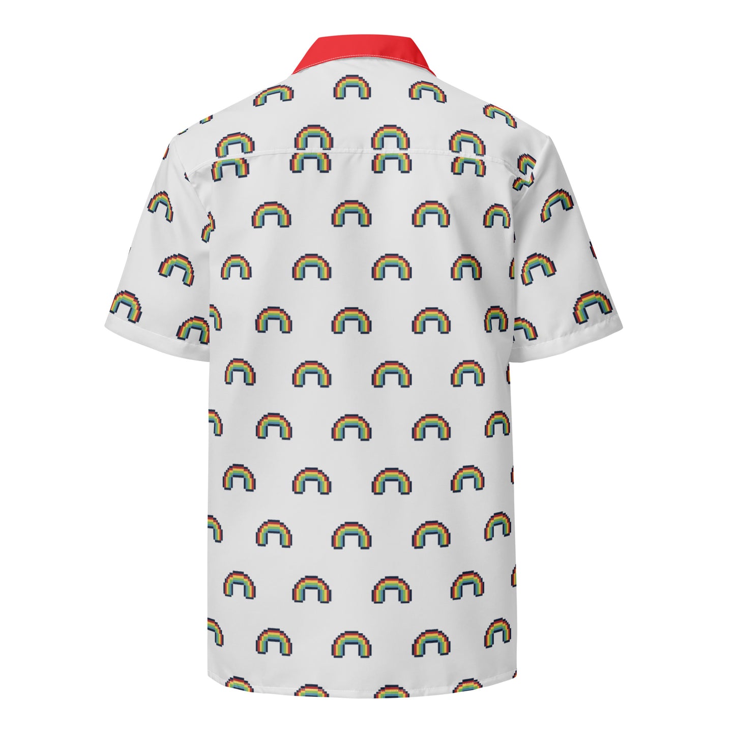 LGBTQ 8 Bit Rainbow Pride Button-Down Unisex Shirt all-over-print-unisex-button-shirt-white-back-65a9884aecb06