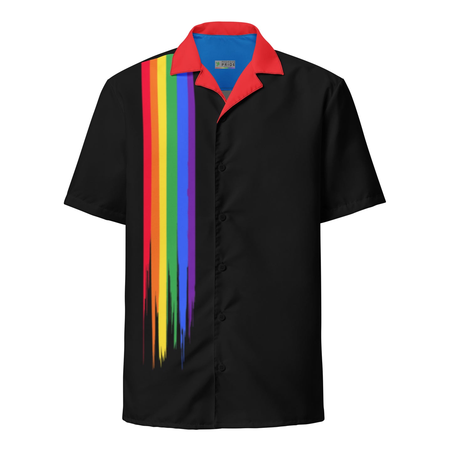 LGBTQ Pride Unisex Button-Down Shirt Rainbow Paint Drip Black Pride all-over-print-unisex-button-shirt-white-front-65a813d38890e