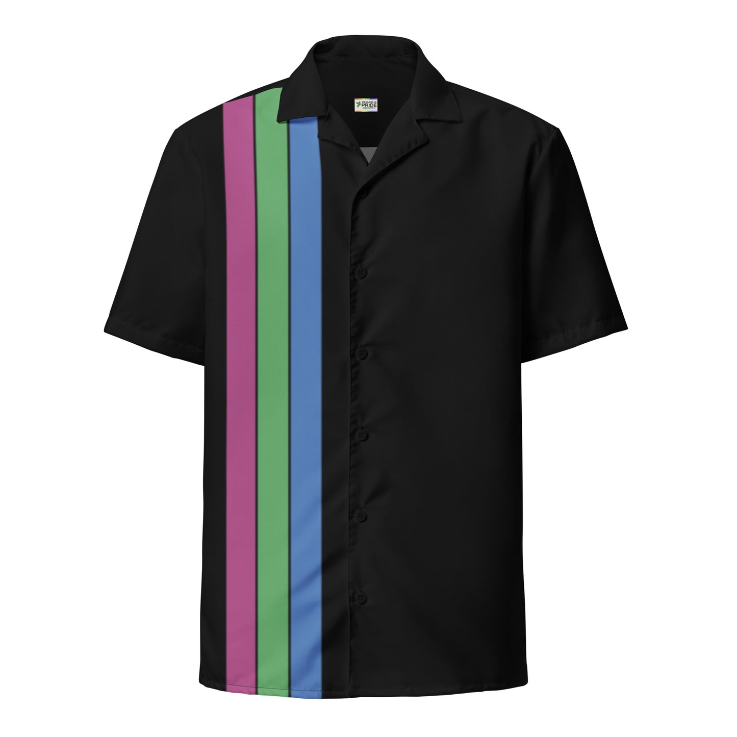 Polysexual Poly Pride Unisex Button-Down Shirt Racing Stripes Black Polysexual all-over-print-unisex-button-shirt-white-front-65a81520192ff