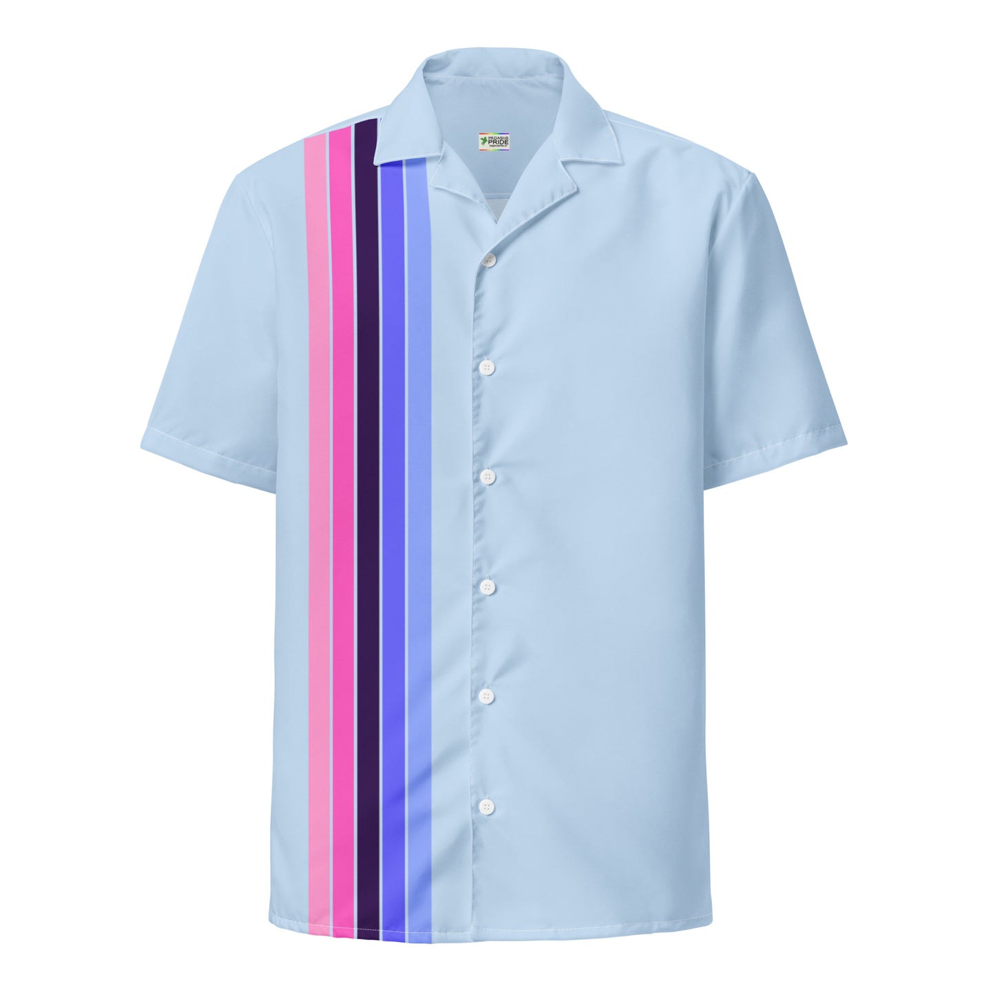 Omnisexual Pride Unisex Button-Down Shirt Racing Stripes Blue Omnisexual all-over-print-unisex-button-shirt-white-front-65a8170732047