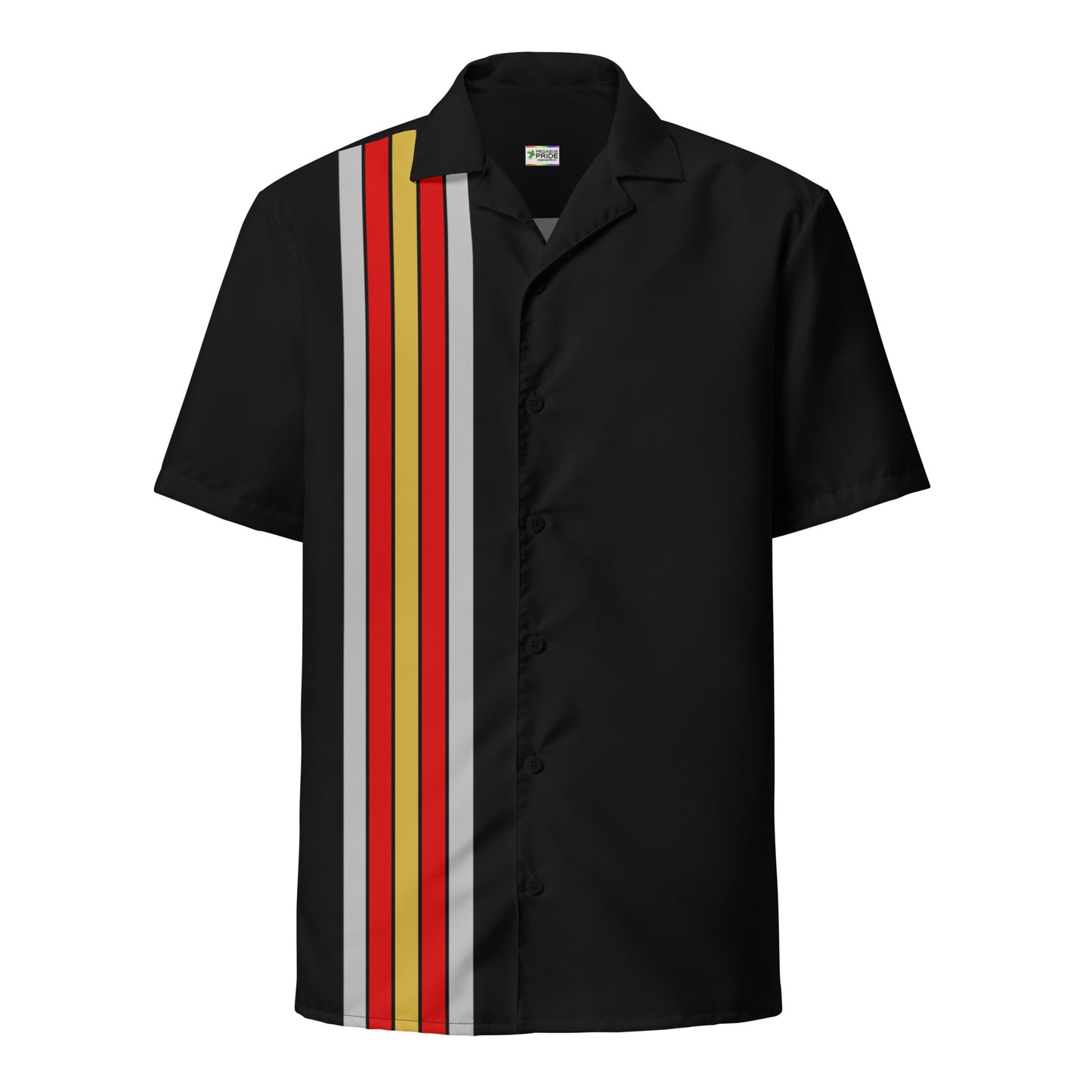 Proculsexual Pride Unisex Button-Down Shirt Racing Stripes Black Proculsexual all-over-print-unisex-button-shirt-white-front-65a819f61c718